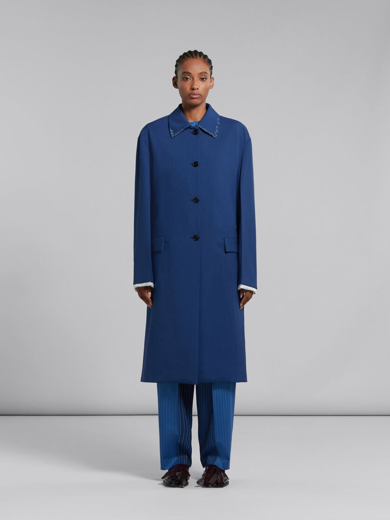 Marni BLUE TROPICAL WOOL TRENCH COAT outlook