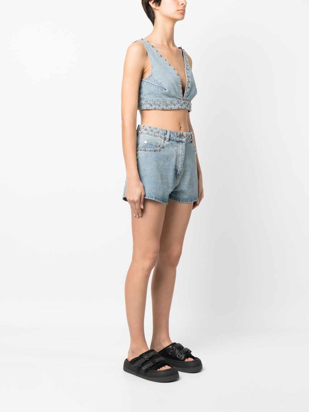 studded denim bralette - 3