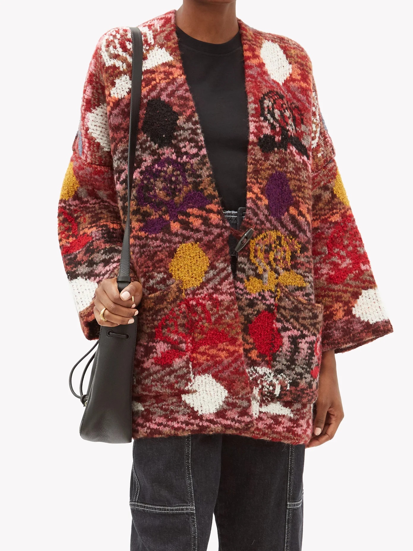 Jacquard-patterned V-neck cardigan - 6