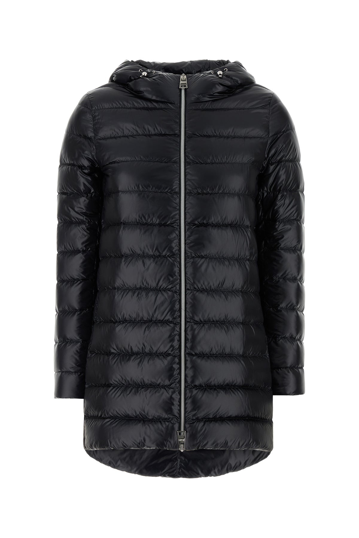 Black nylon down jacket - 1