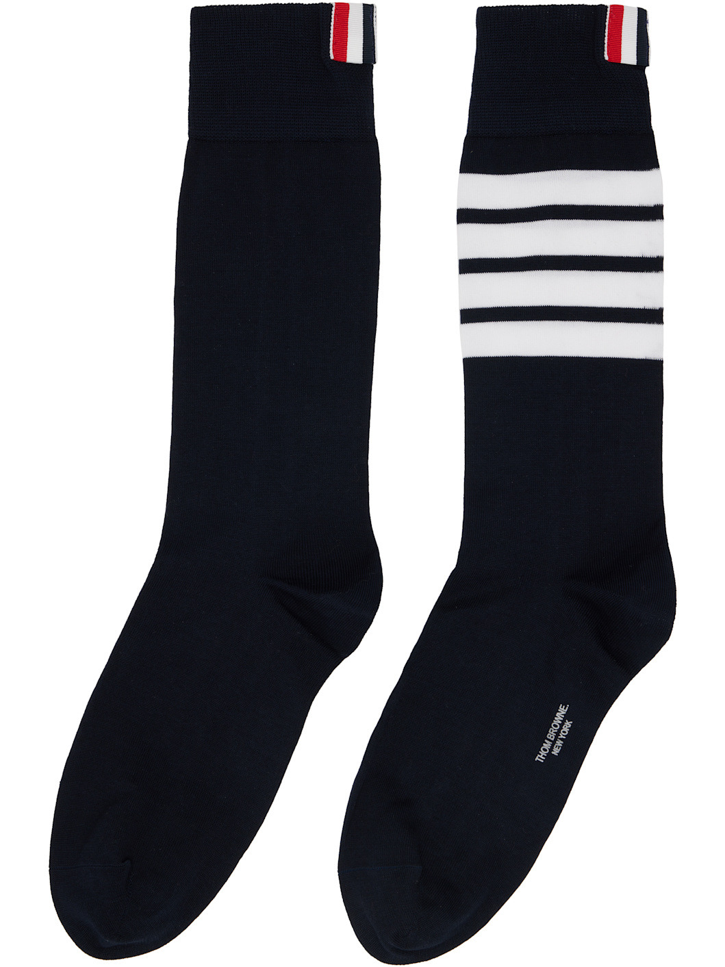 Navy Lightweight Cotton 4-Bar Mid Calf Socks - 2