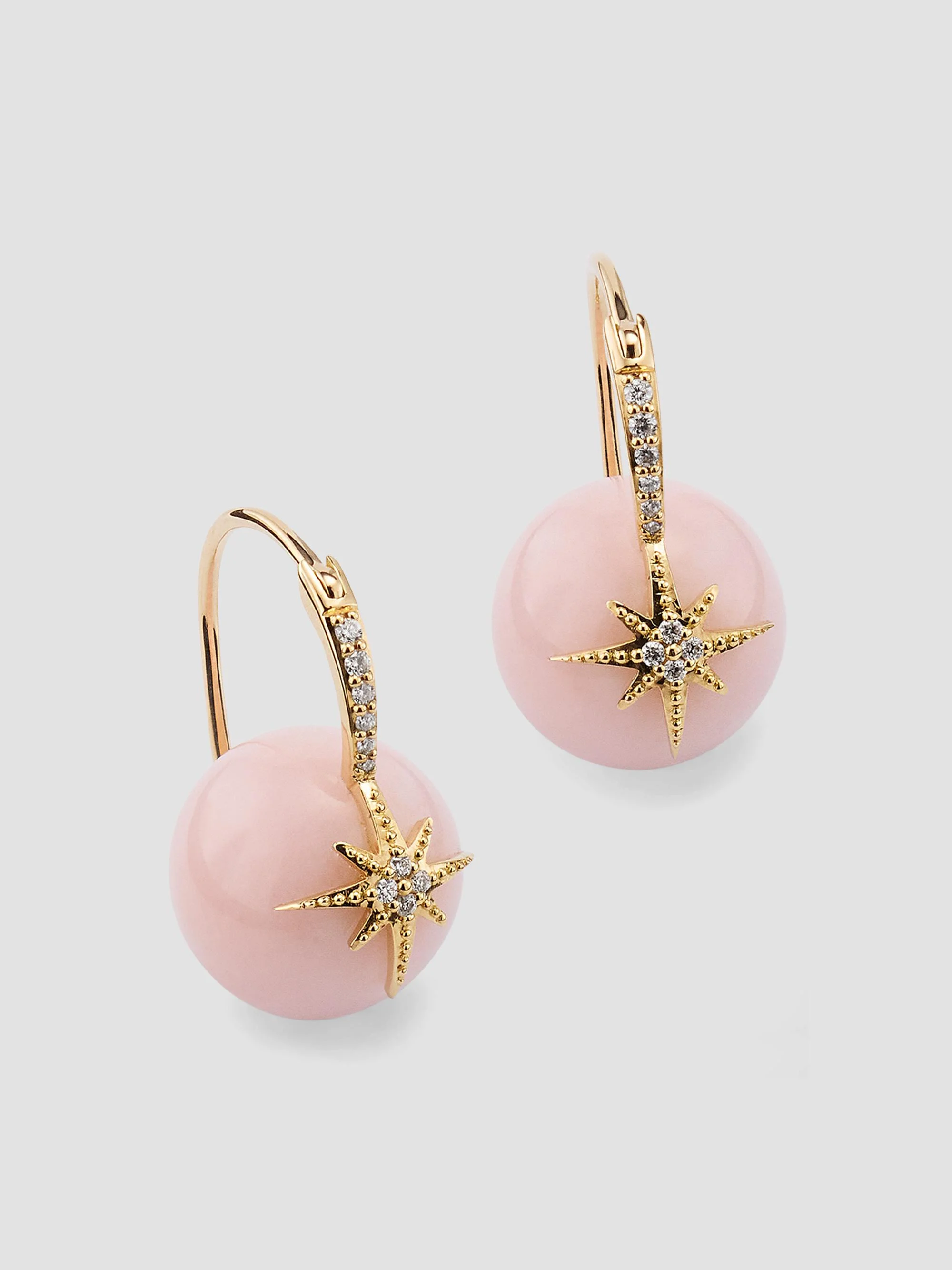 Women's 14K Yellow Gold, Pink Opal & 0.09 TCW Diamond Drop Earrings - Pink - 1