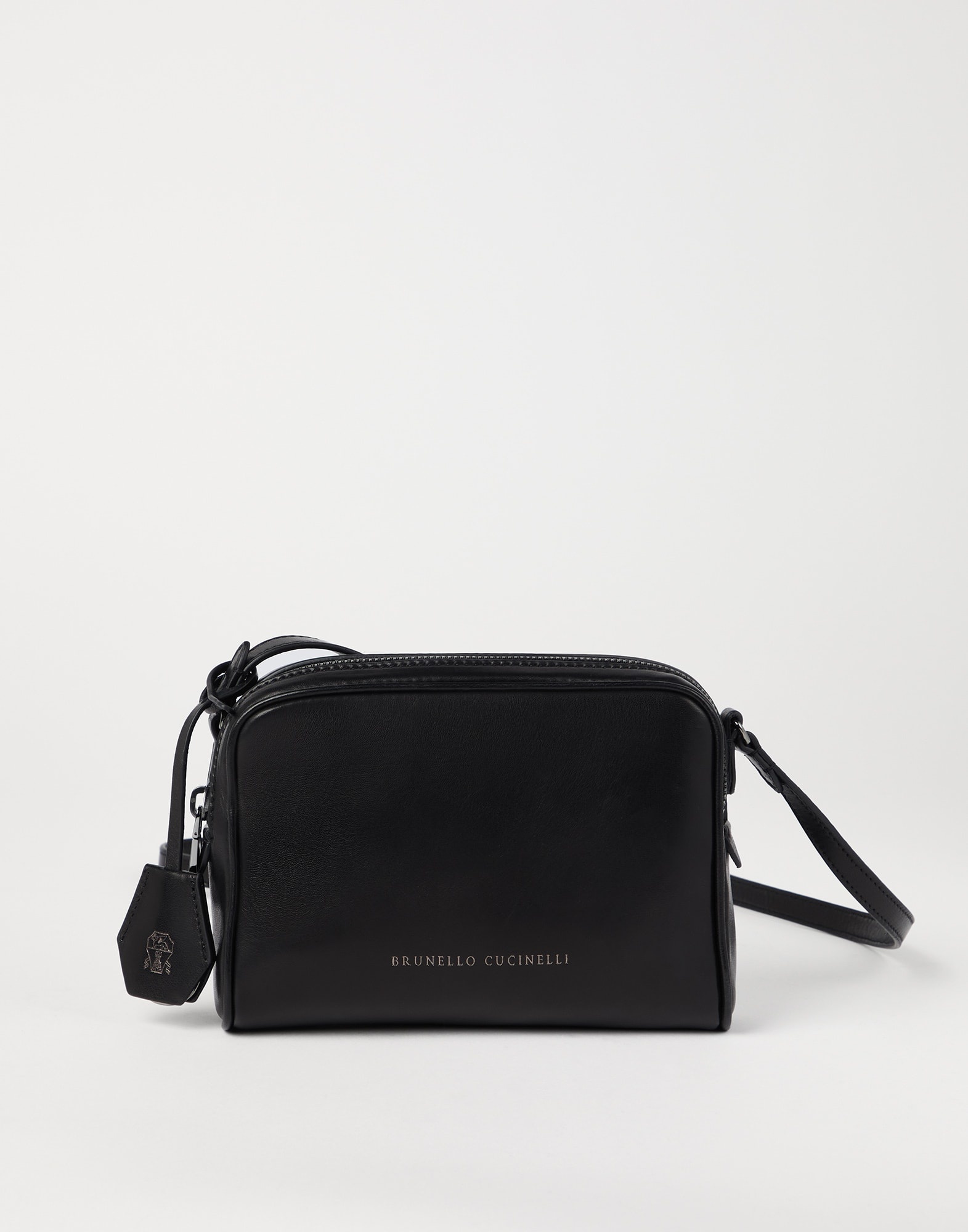 Wet-effect nappa leather Boston clutch bag - 1