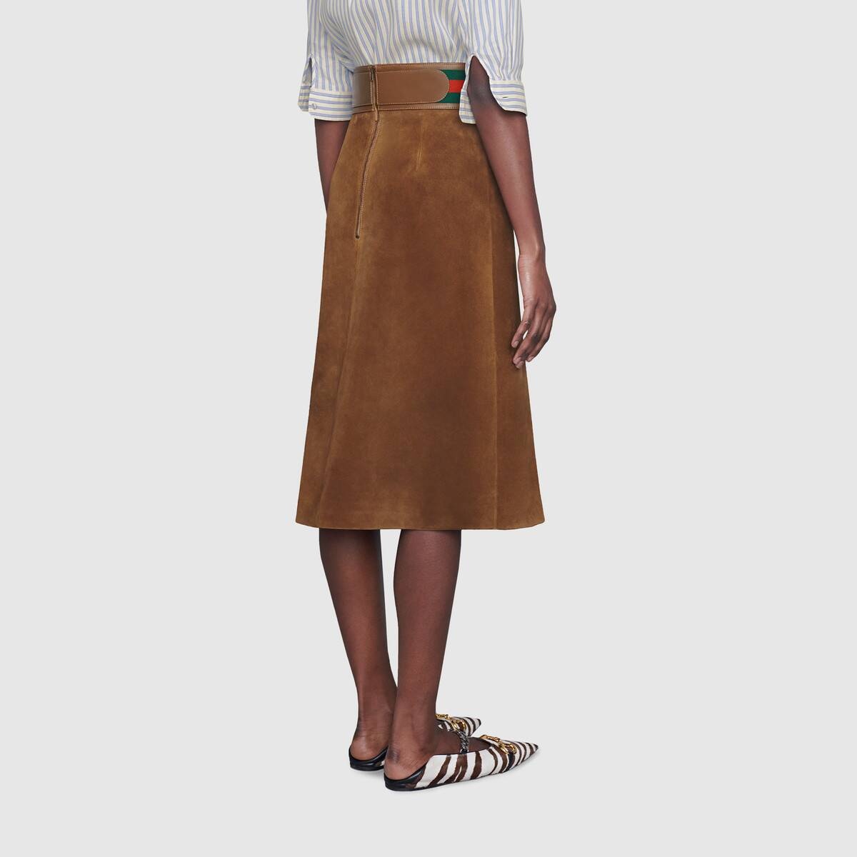 GUCCI Suede skirt with Web and Horsebit | REVERSIBLE