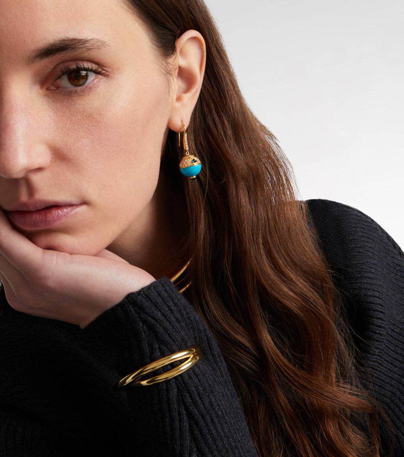 Marina B 18kt gold (750/1000) earrings with turquoise, sapphire, and diamonds outlook