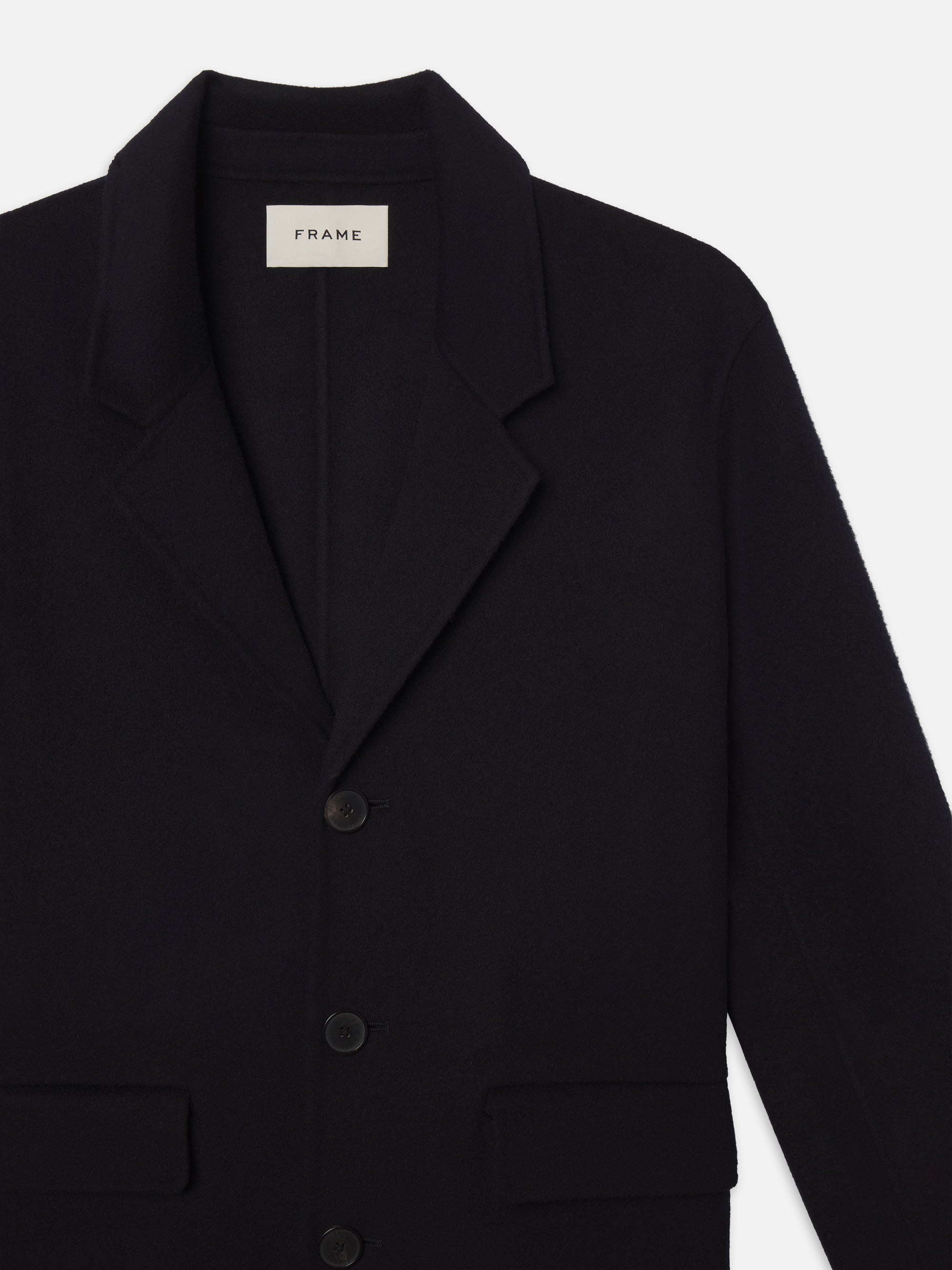 Double Face Wool Overcoat in Dark Navy - 2