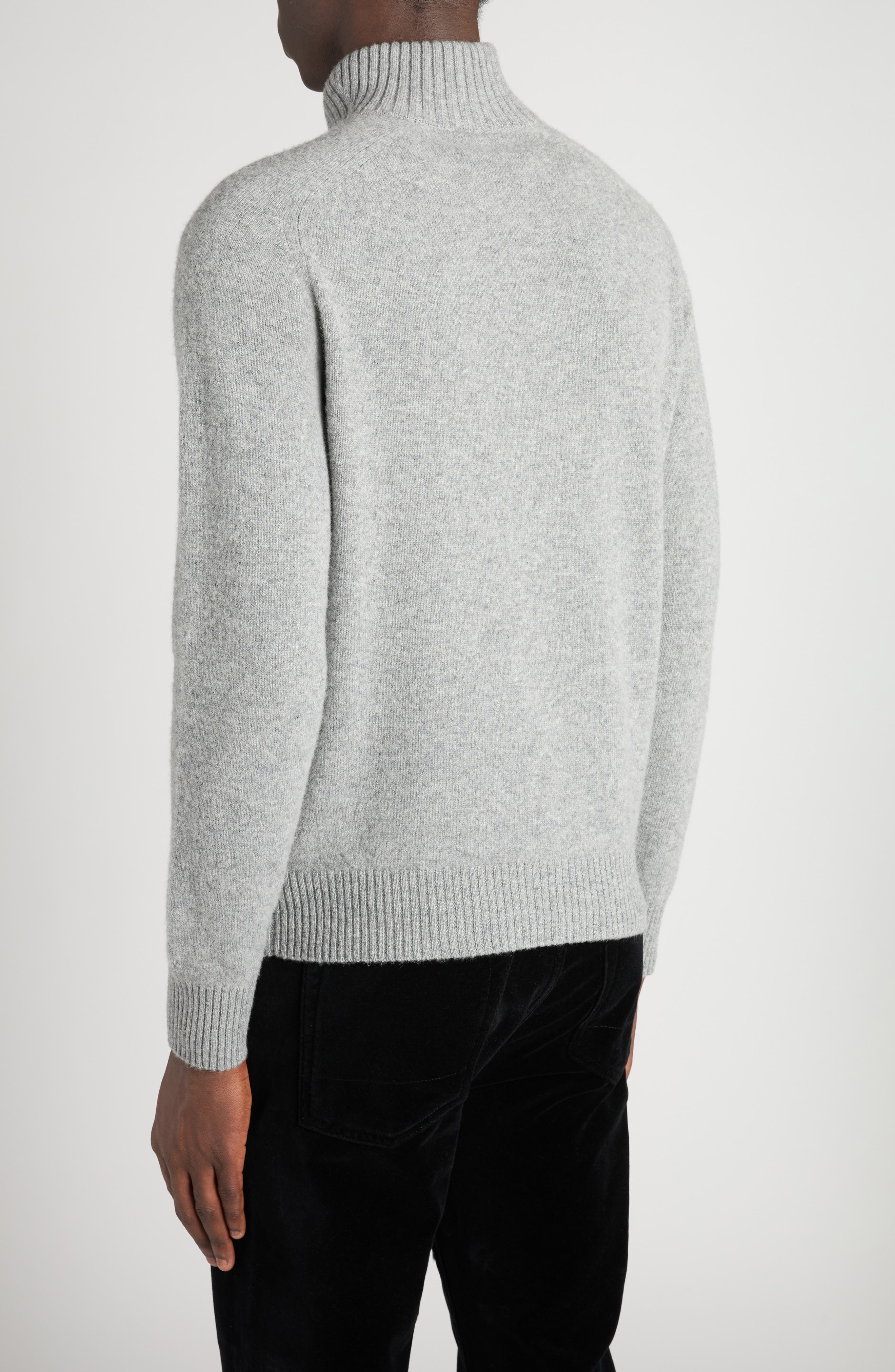 TOM FORD Lambswool & Cashmere Half Zip Sweater in Grey Melange at Nordstrom - 2