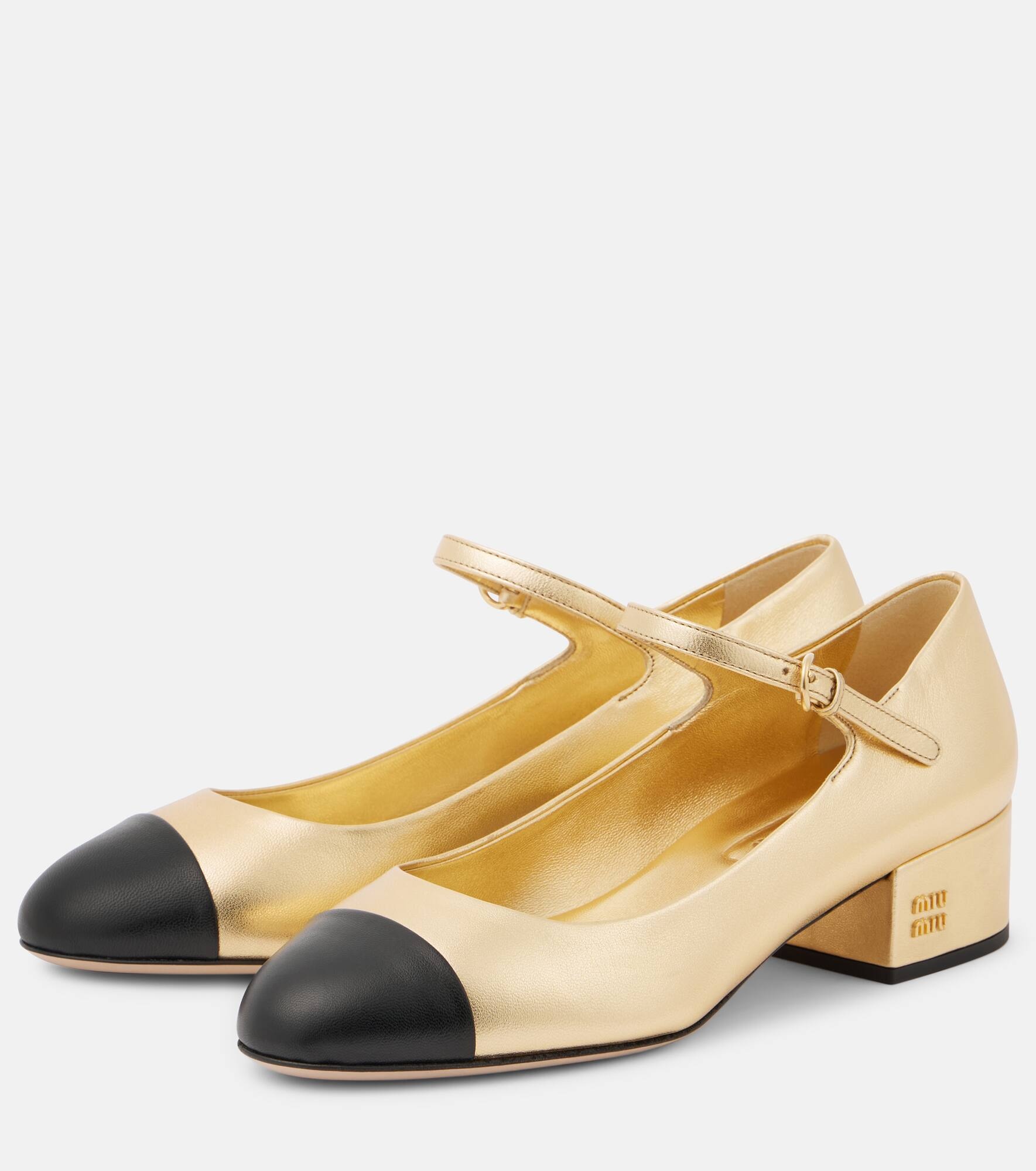Metallic leather Mary Jane pumps - 5