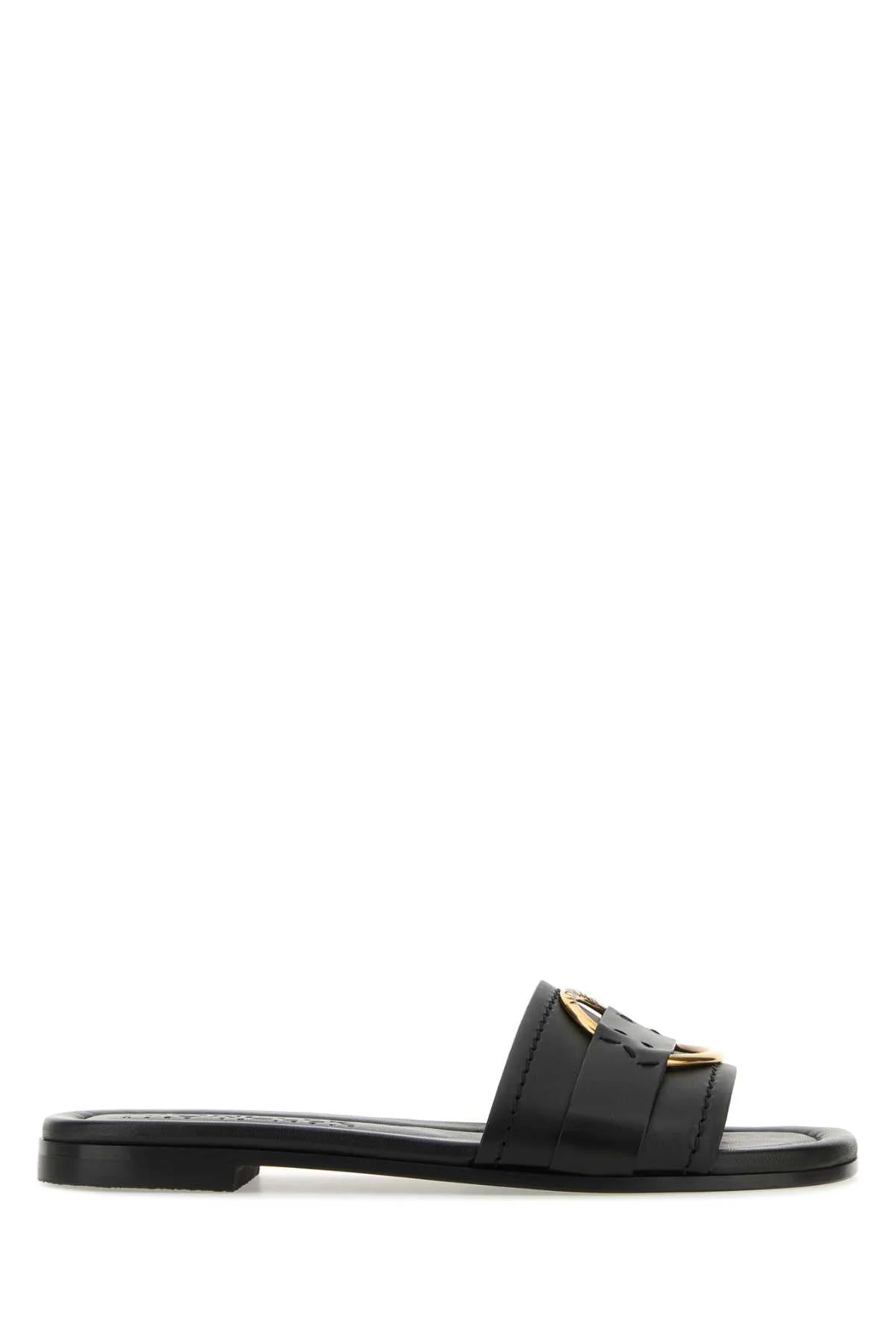 Moncler Women Black Leather Bell Slippers - 1