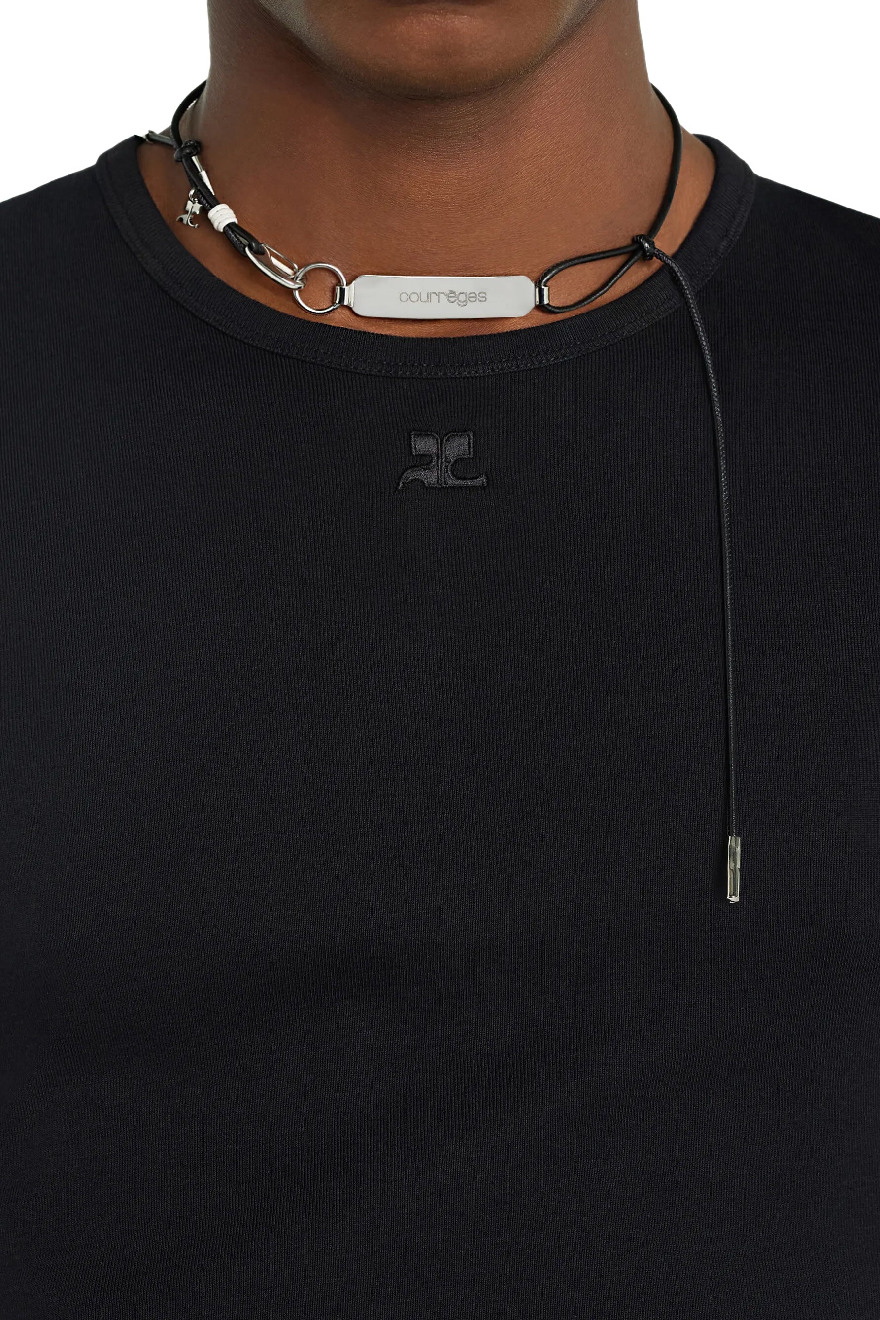 HOOK ROPE & METAL NECKLACE / BLK SIL - 3