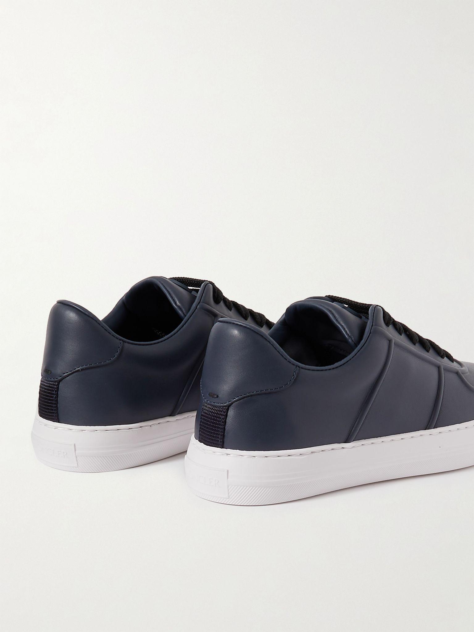 Neue York Logo-Appliquéd Leather Sneakers Navy - 4