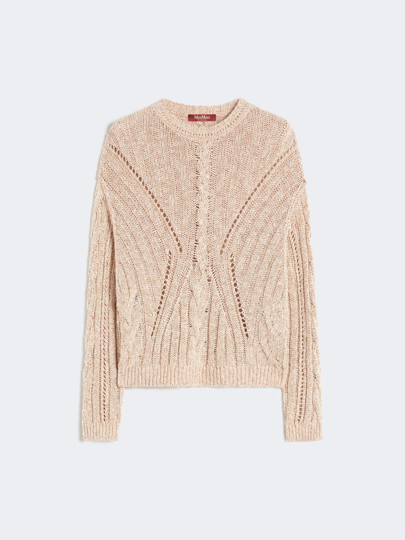 TIRSI Boxy-fit cotton and lurex jumper - NATURAL 1