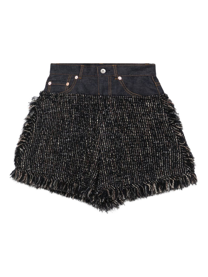 fringed tweed denim shorts 1