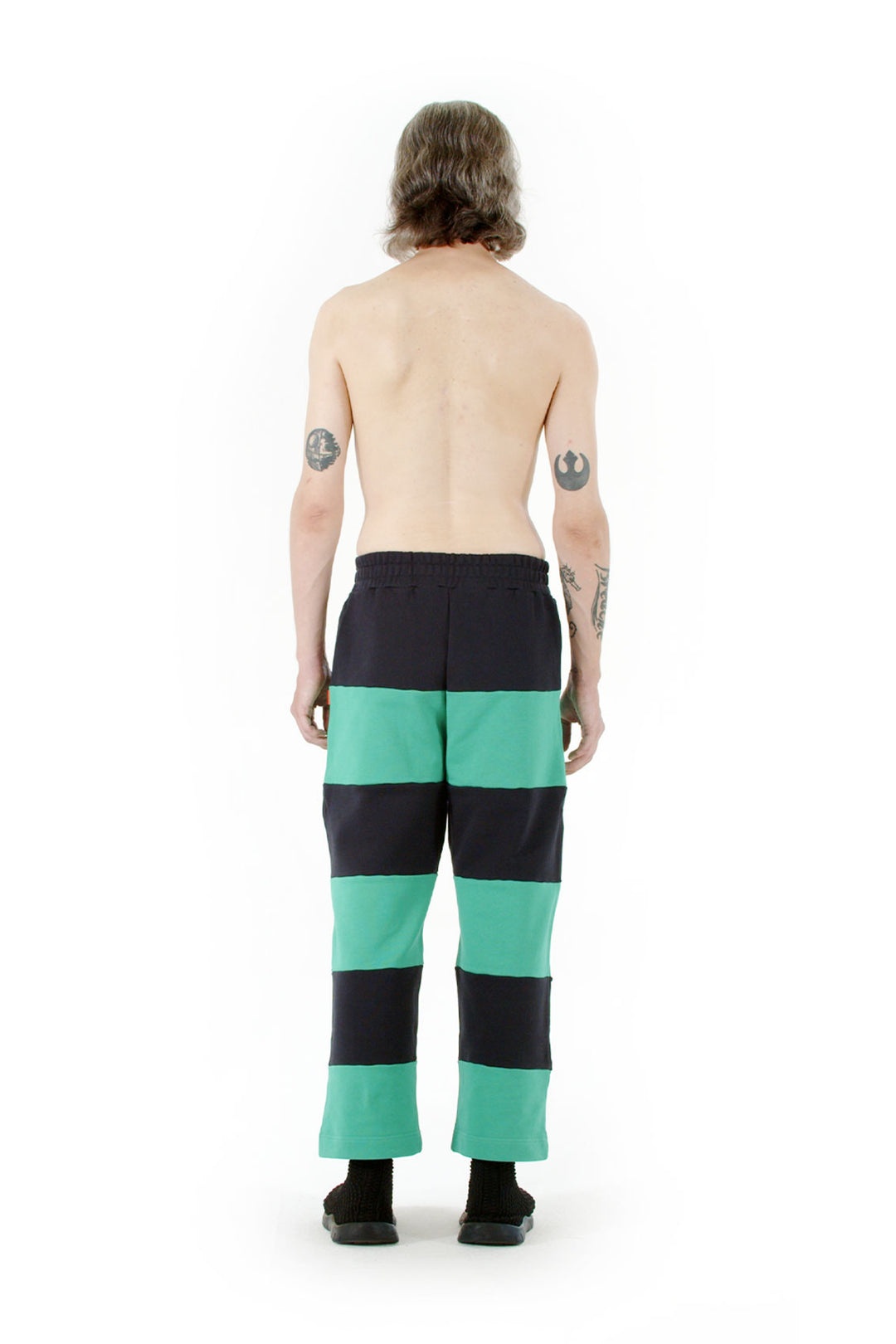 PANEL ELASTIC PANTS / fern / green & midnight blue - 2