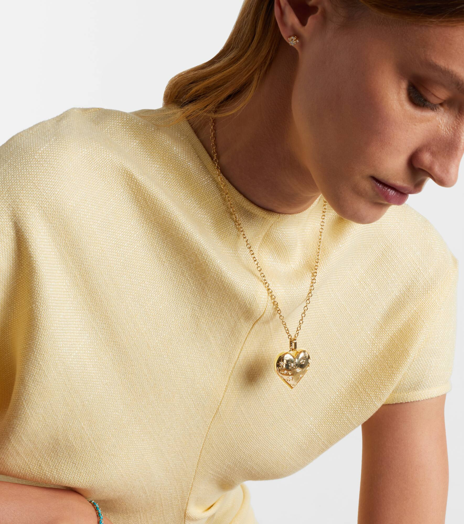 Puffy Icon Heart 14kt gold pendant with diamonds - 2