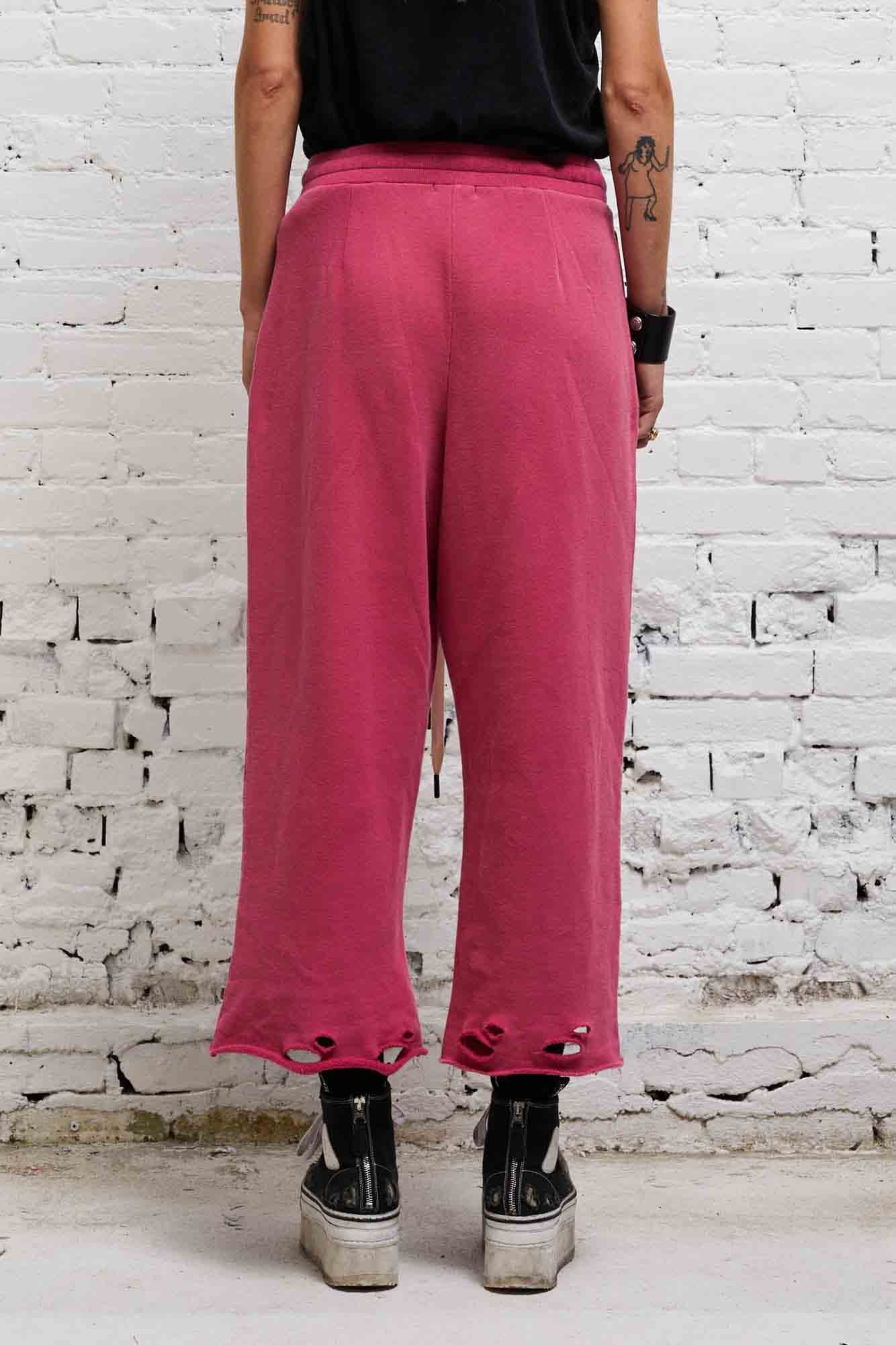 PLEATED WIDE LEG SWEATPANT - HOT PINK - 5
