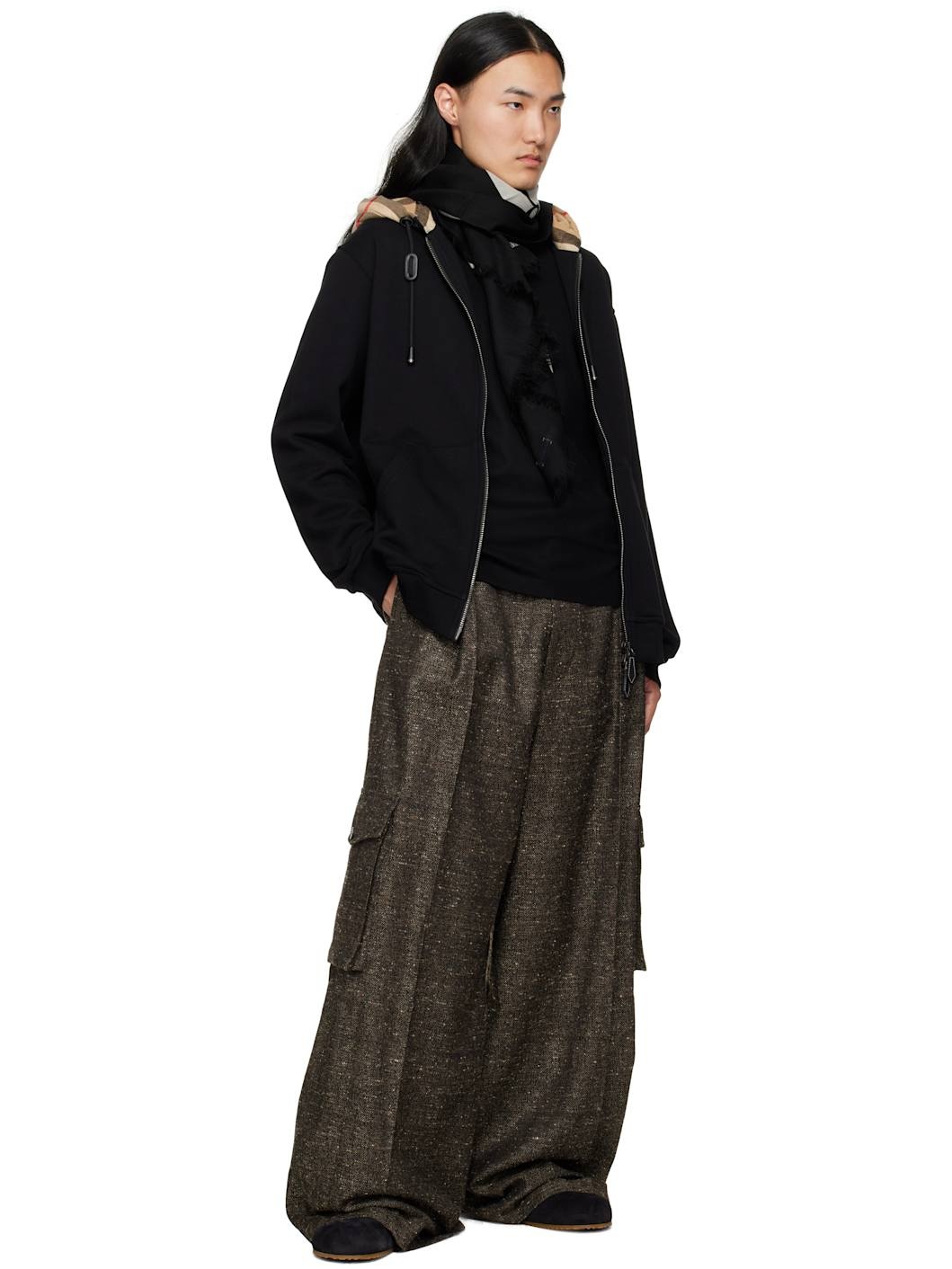 Black & White Wide EKD Wool Scarf - 3