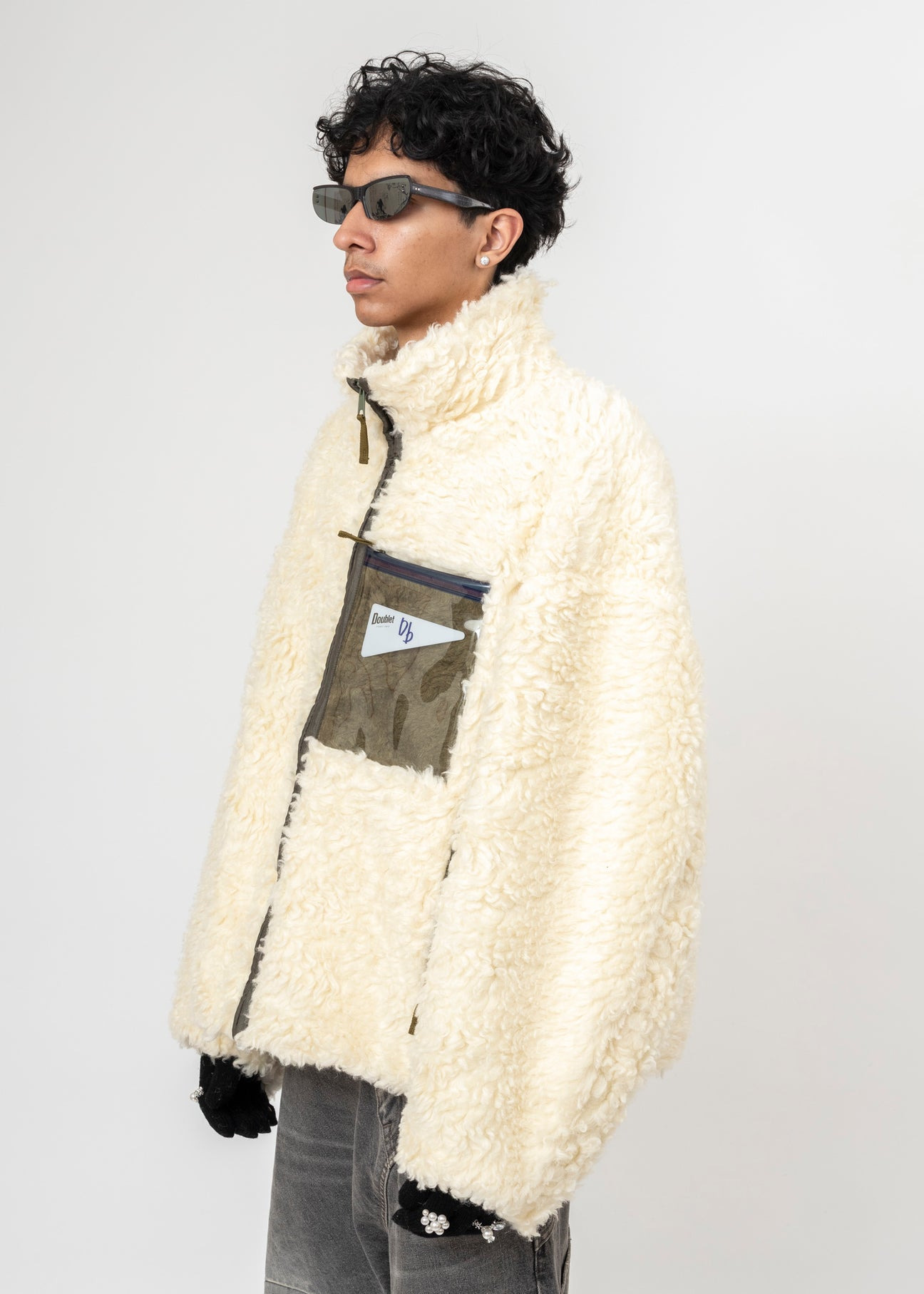 IVORY DOUBLET HEMP FAUX FUR ZIP-UP JACKET - 2