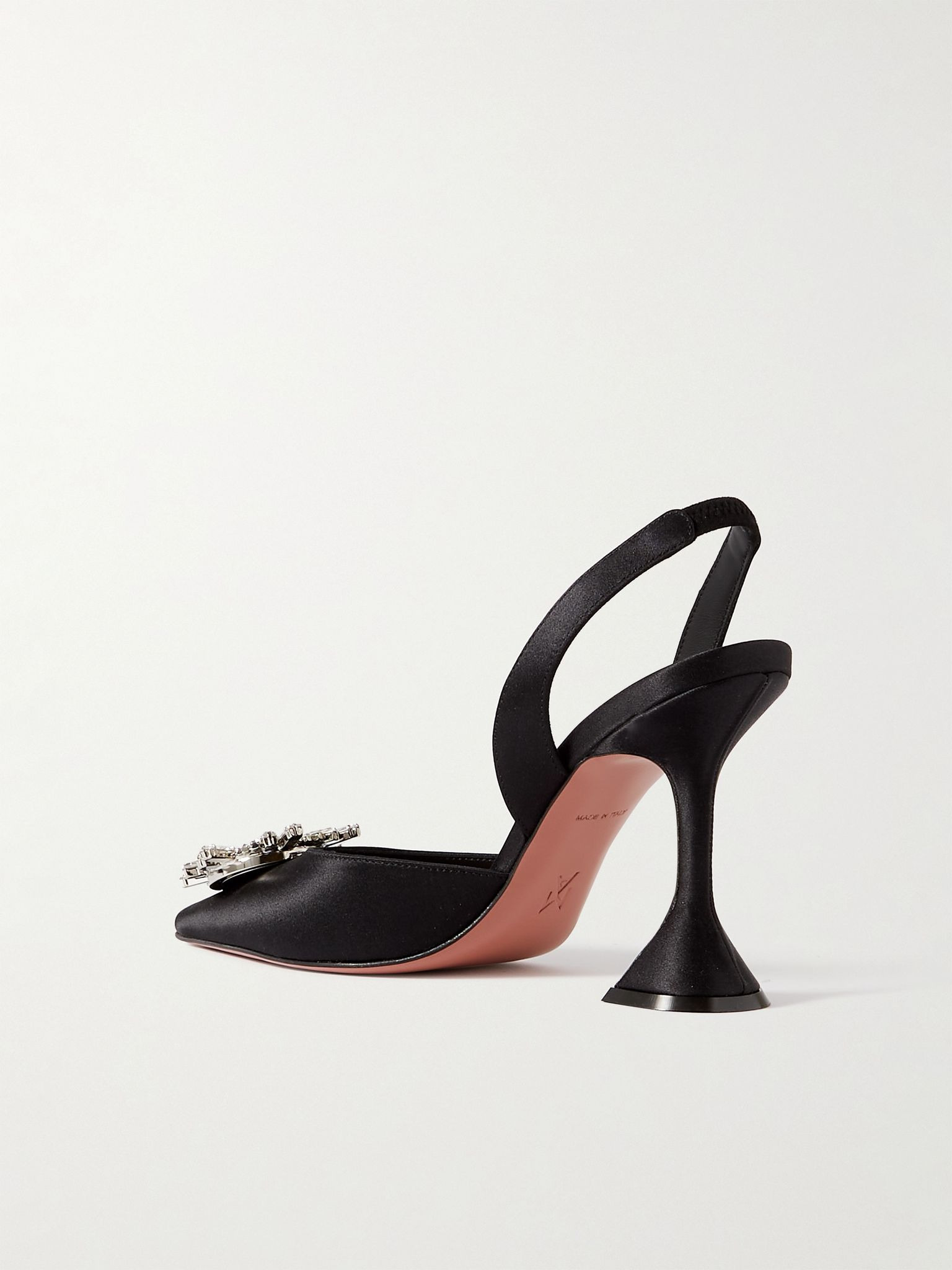 Begum Swarovski crystal-embellished satin slingback pumps Black - 3