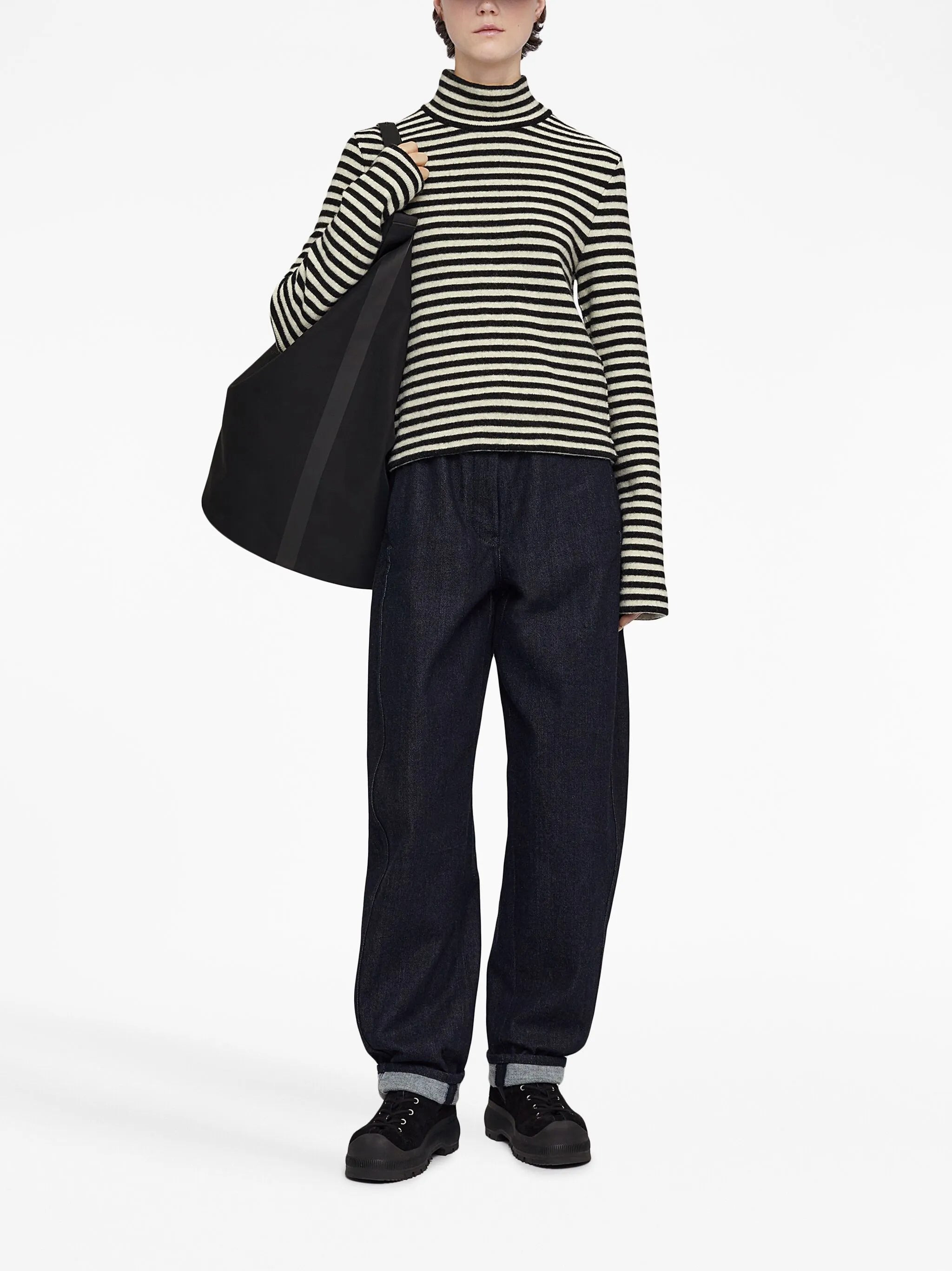 logo-patch striped wool sweater - 2