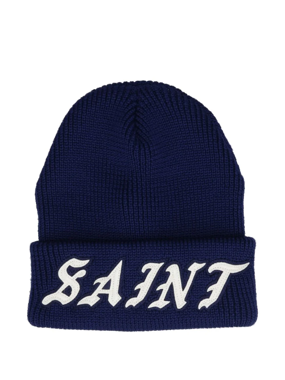 logo-patch ribbed beanie - 1