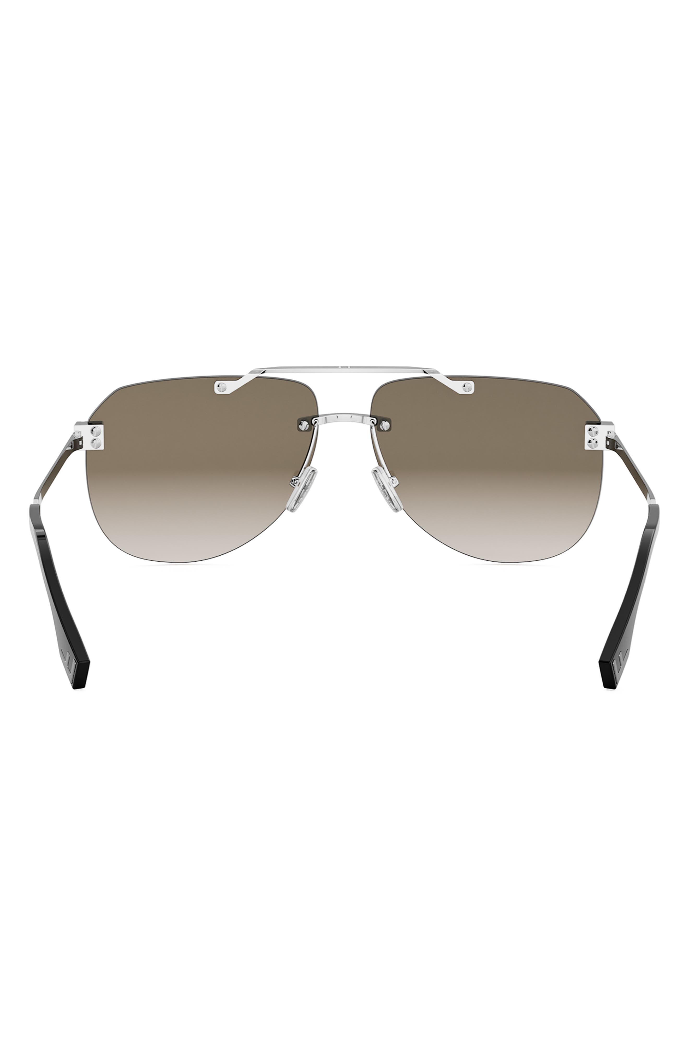 'Fendi Sky 61mm Pilot Sunglasses in Shiny Palladium /Brown at Nordstrom - 7