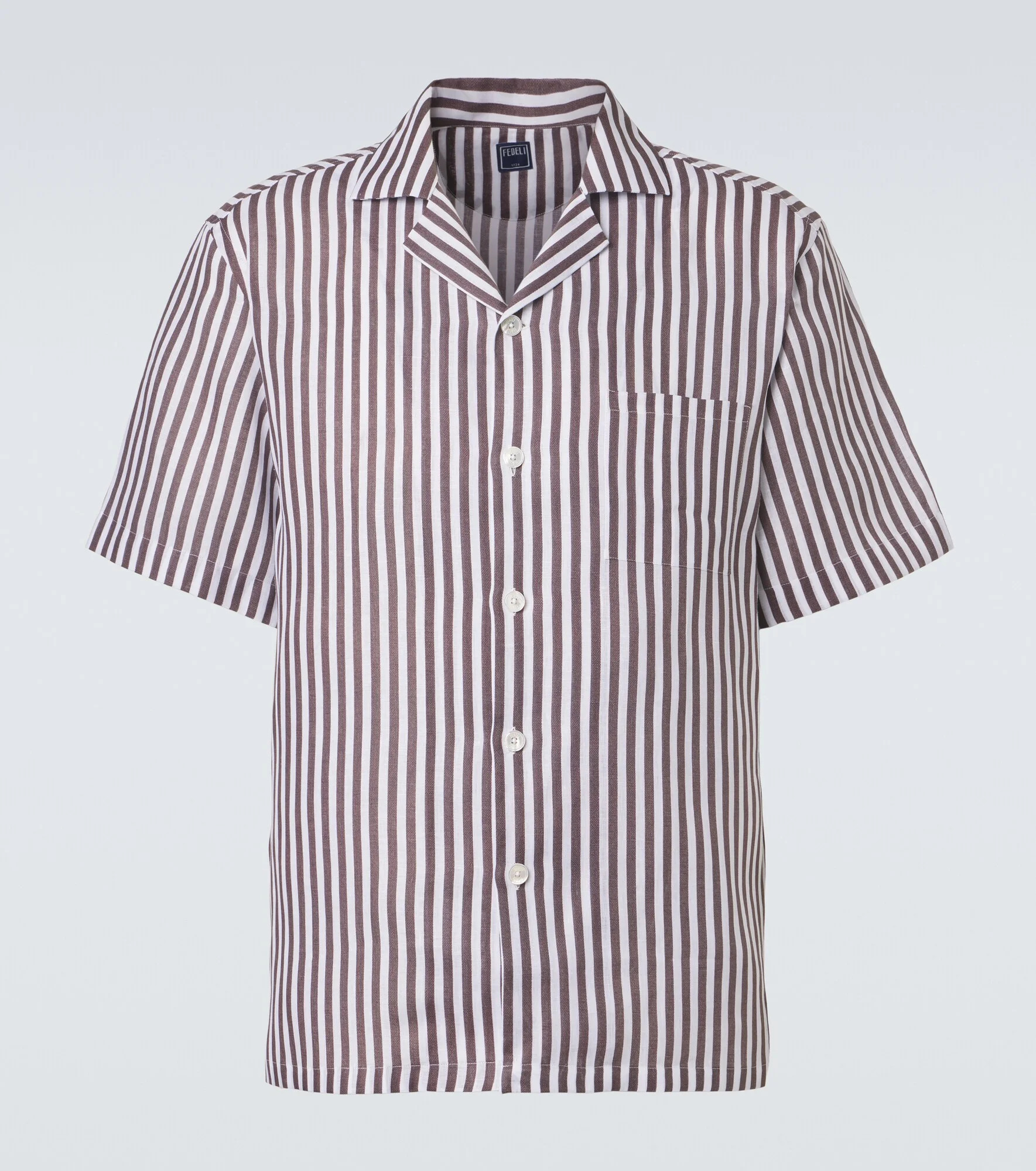 Striped linen bowling shirt - 1
