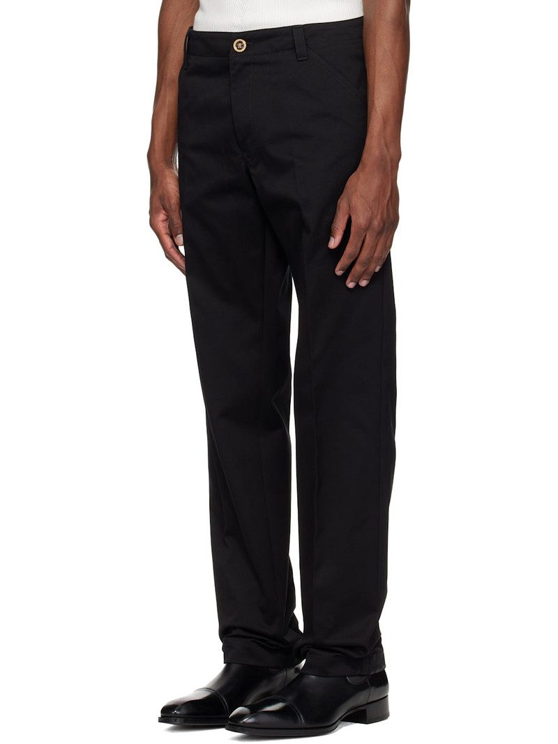 VERSACE Black Cotton-Gabardine Chino Trousers outlook