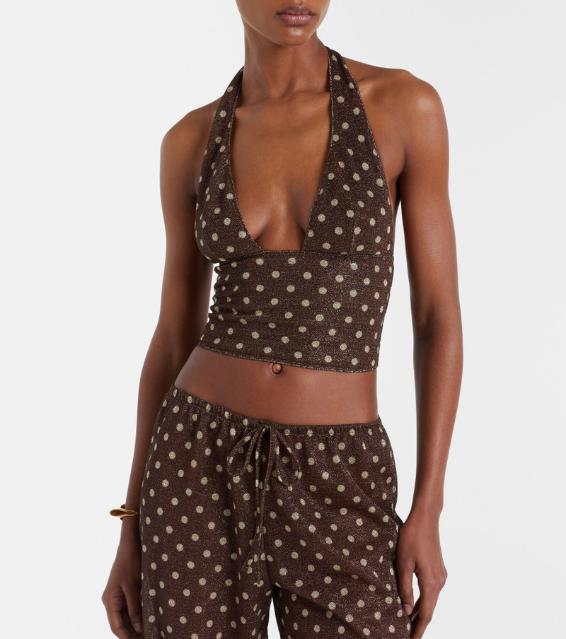 Oséree Lumière polka-dot halterneck crop top outlook