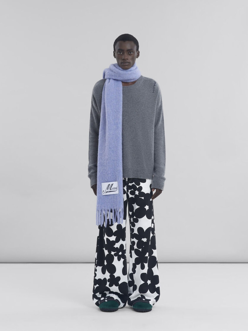 Marni INDIGO BRUSHED ALPACA SCARF WITH FRINGES outlook