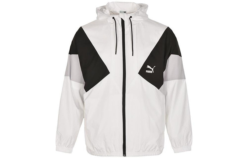 PUMA Colorblock Logo Hoodied Jacket 'White' 538603-02 - 1