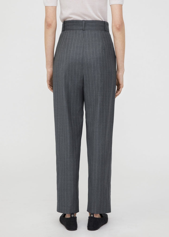 Totême Deep pleat wool trousers grey pinstripe