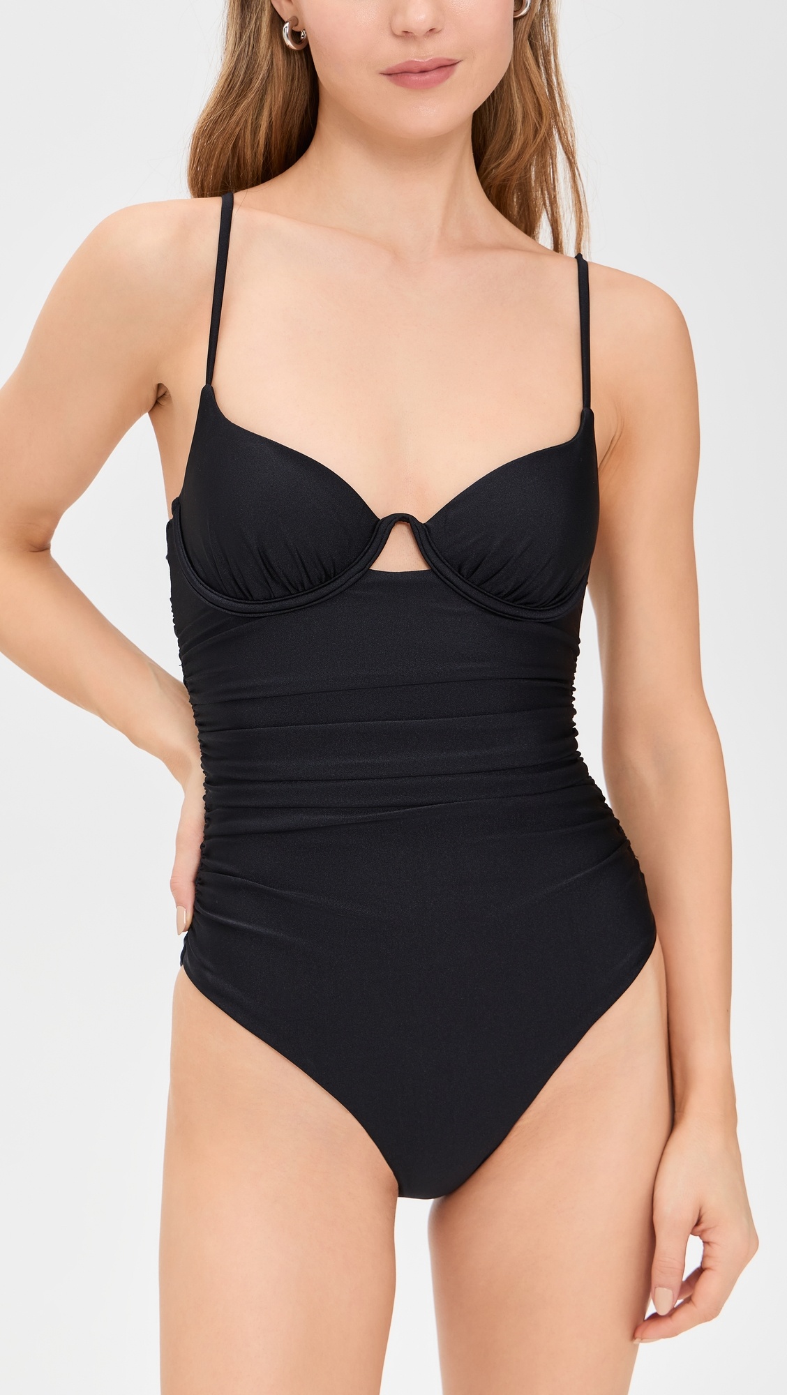 Laine Draped Satin Swimwear Ruched Cup Underwire Swimsuit - 4