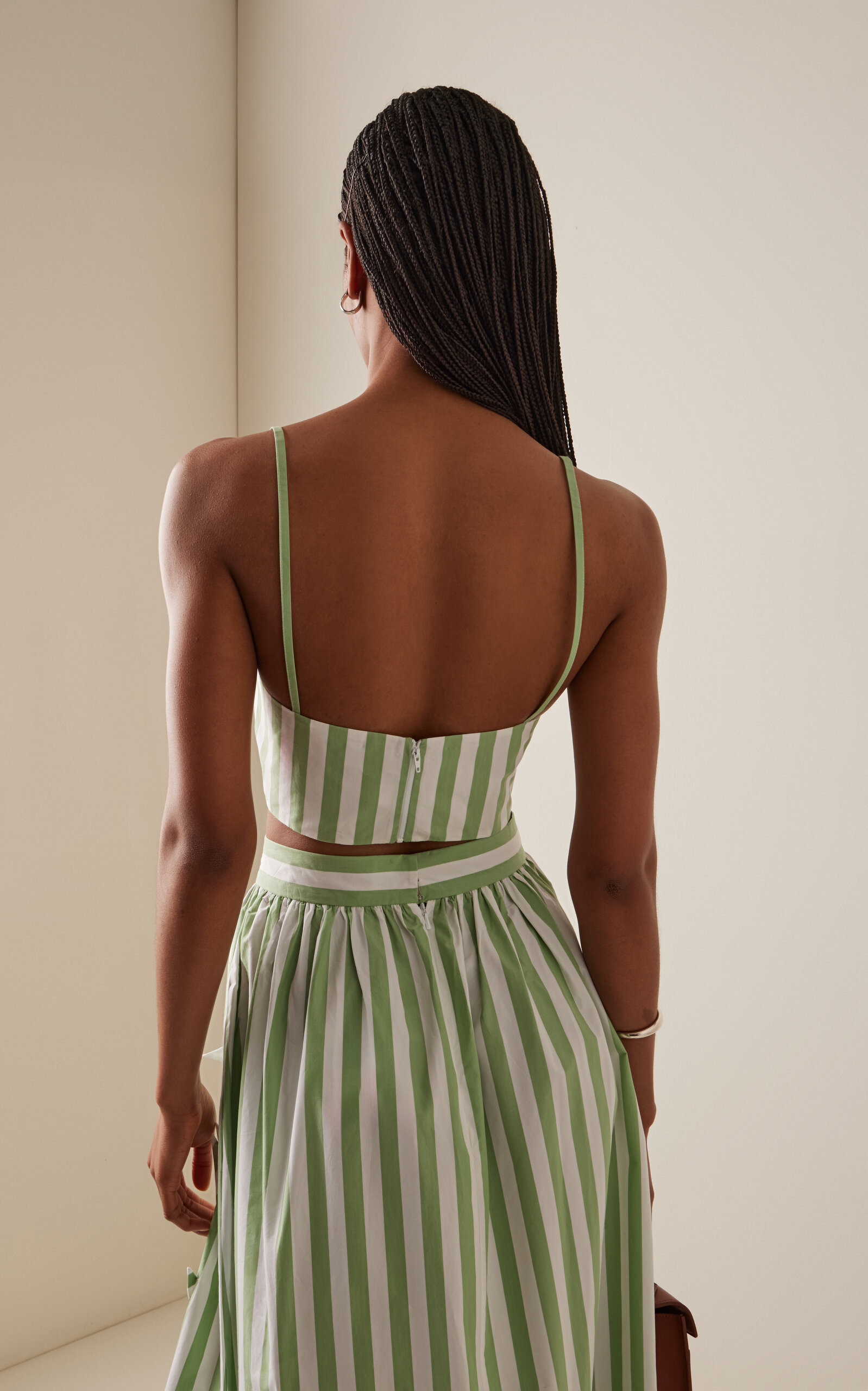 Exclusive Riviera Appliquéd Striped Cotton Crop Top stripe - 5