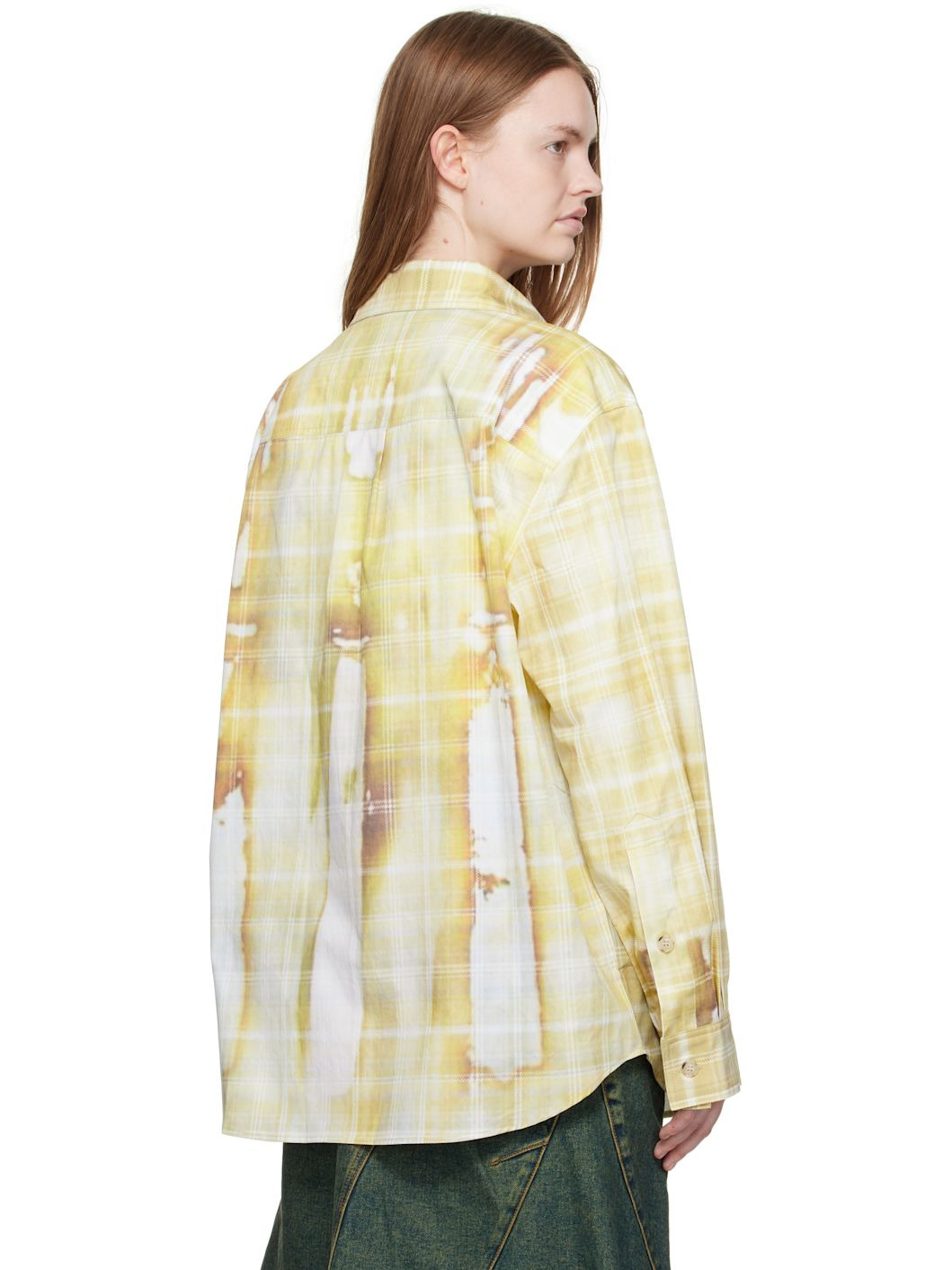 Yellow Trompe L'Oeil Printed Check Shirt - 3