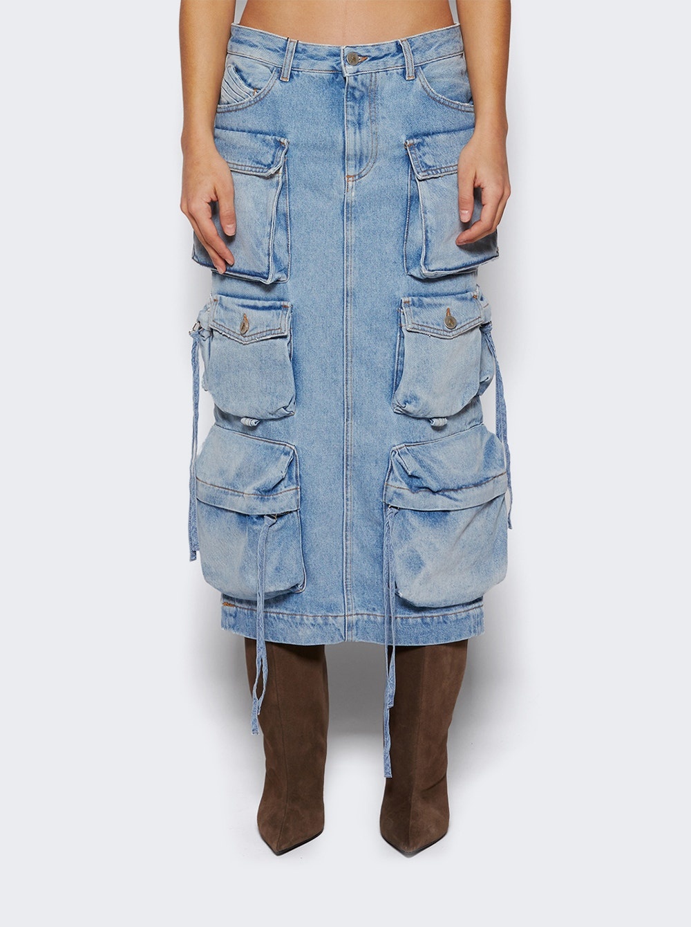 Denim Midi Skirt Sku Blue - 3