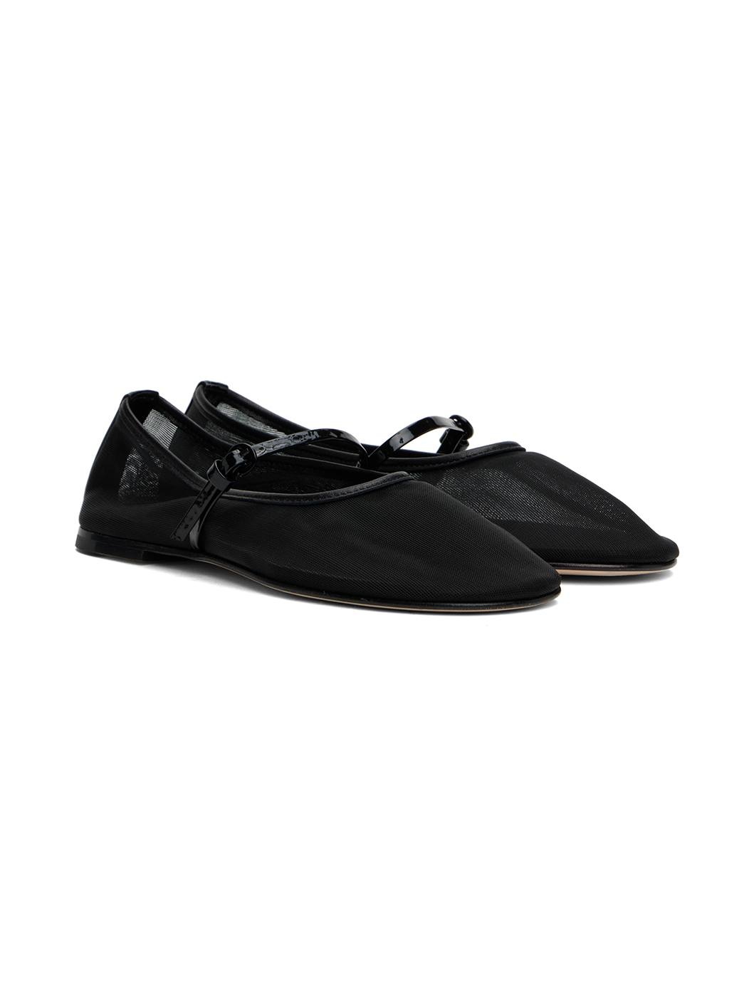 Black Balla Mesh Strap Ballerina Flats - 4