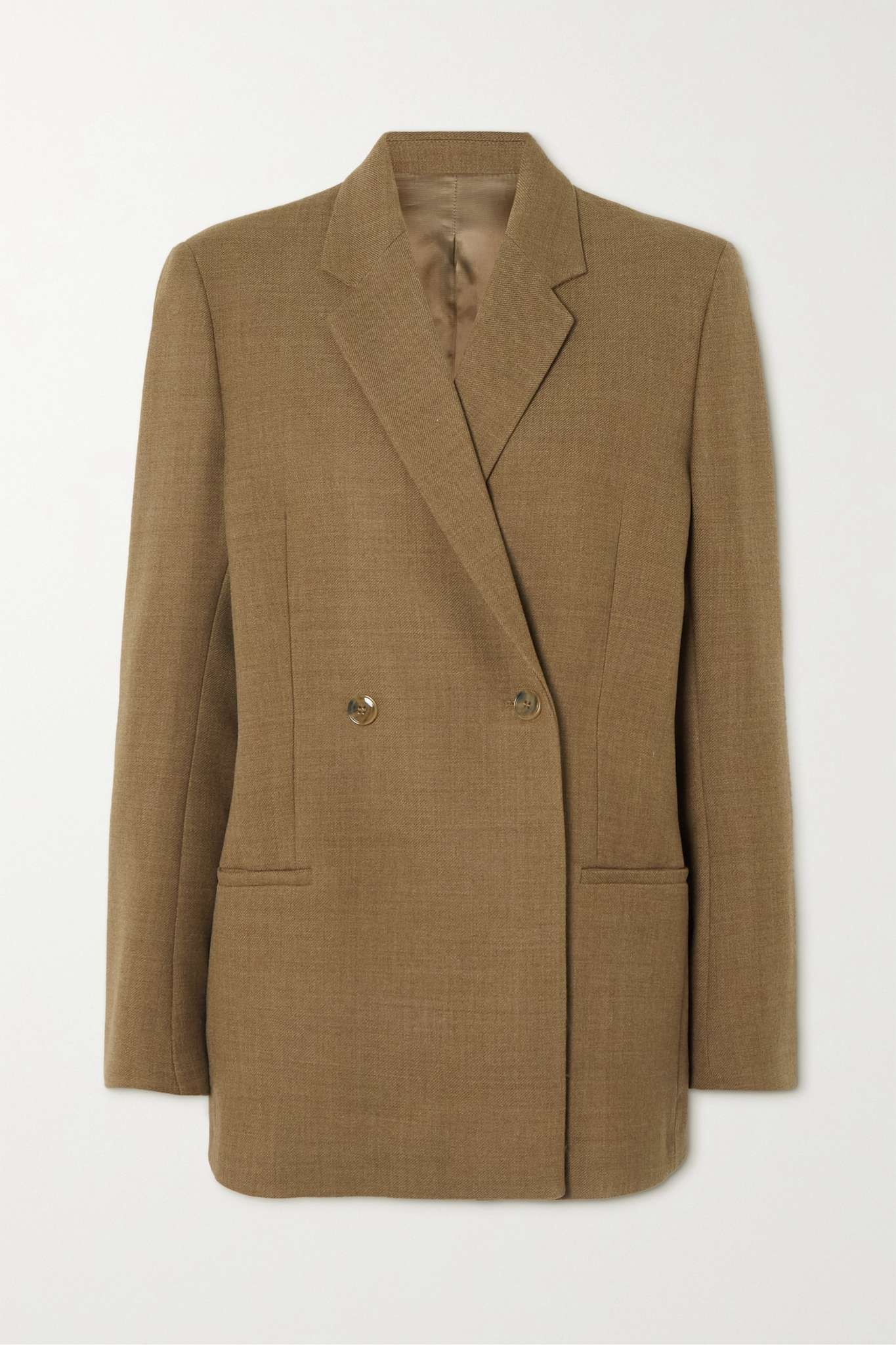 Double-breasted wool-twill blazer - 1