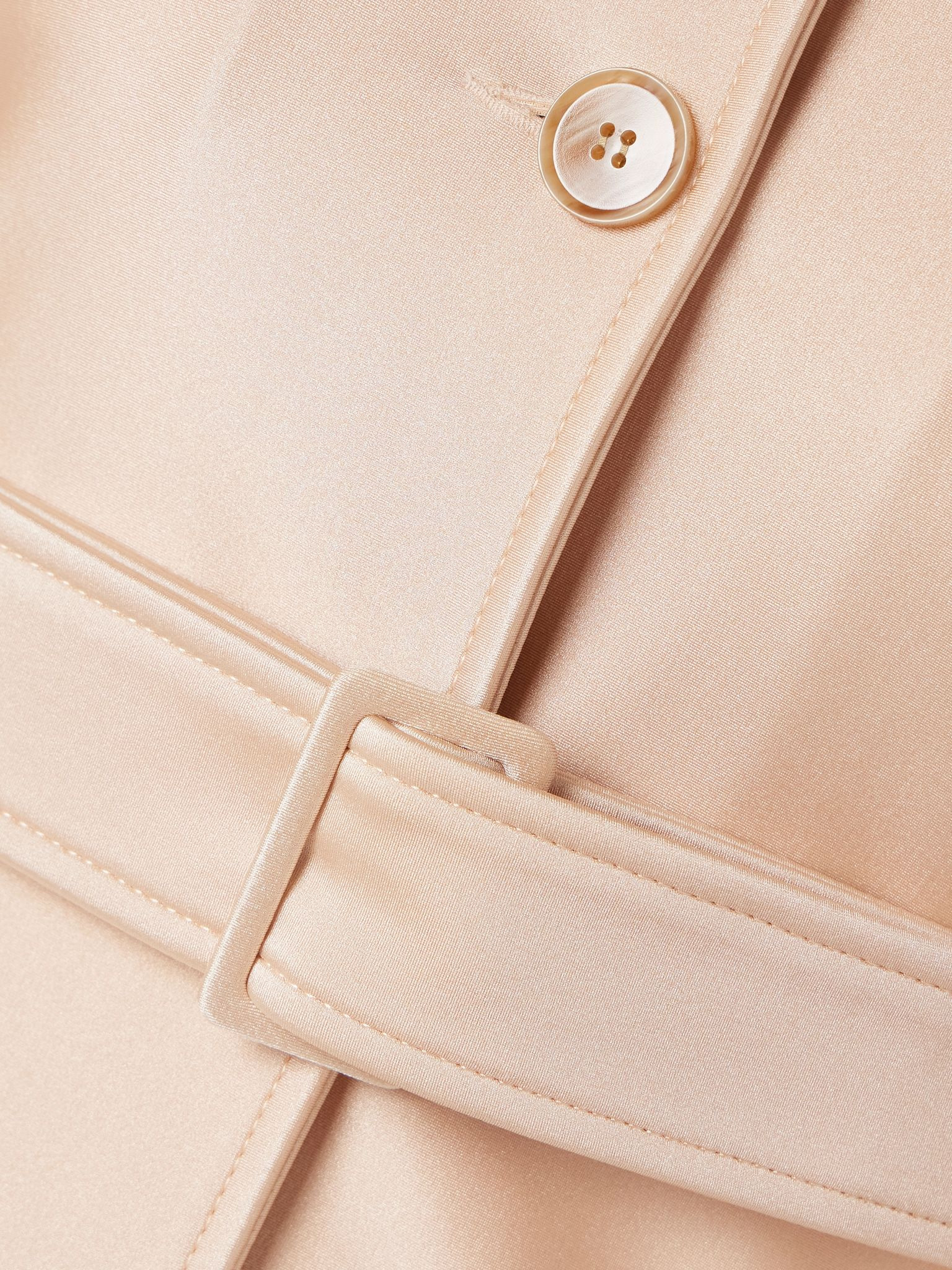 Belted stretch-satin trench coat Neutral - 4