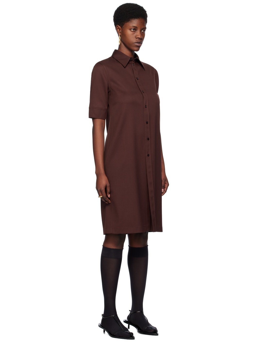 Brown Straight Cut Midi Dress - 2