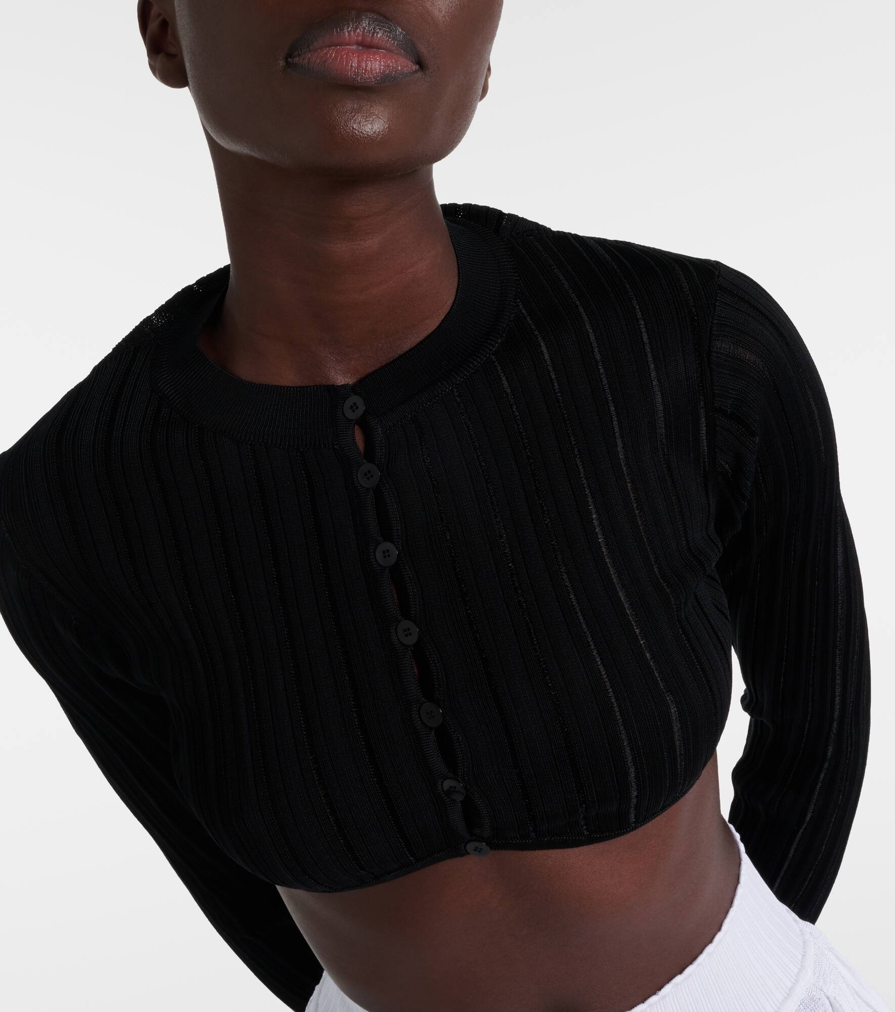 Ribbed-knit cropped cardigan - 4