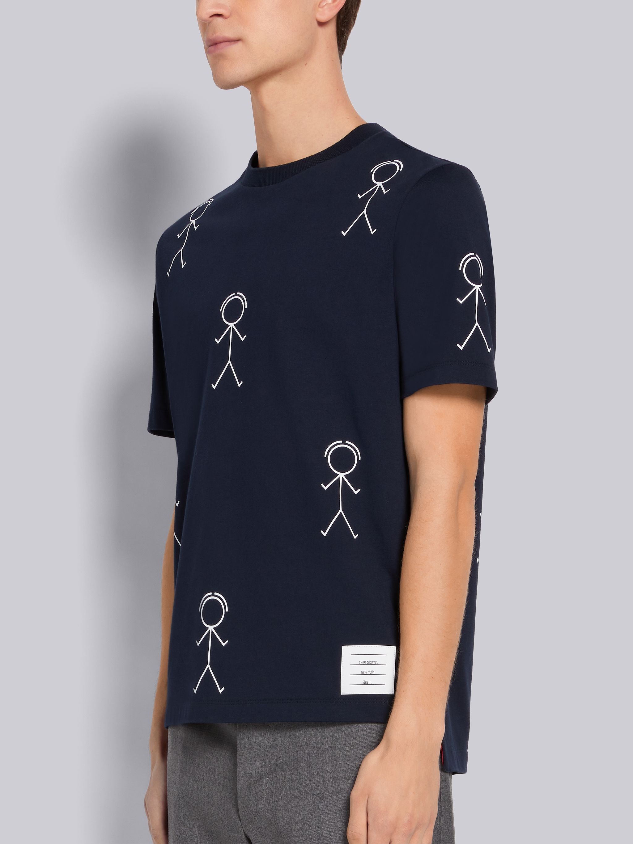 Navy Midweight Jersey Half Drop Mr. Thom Icon Print Tee - 2