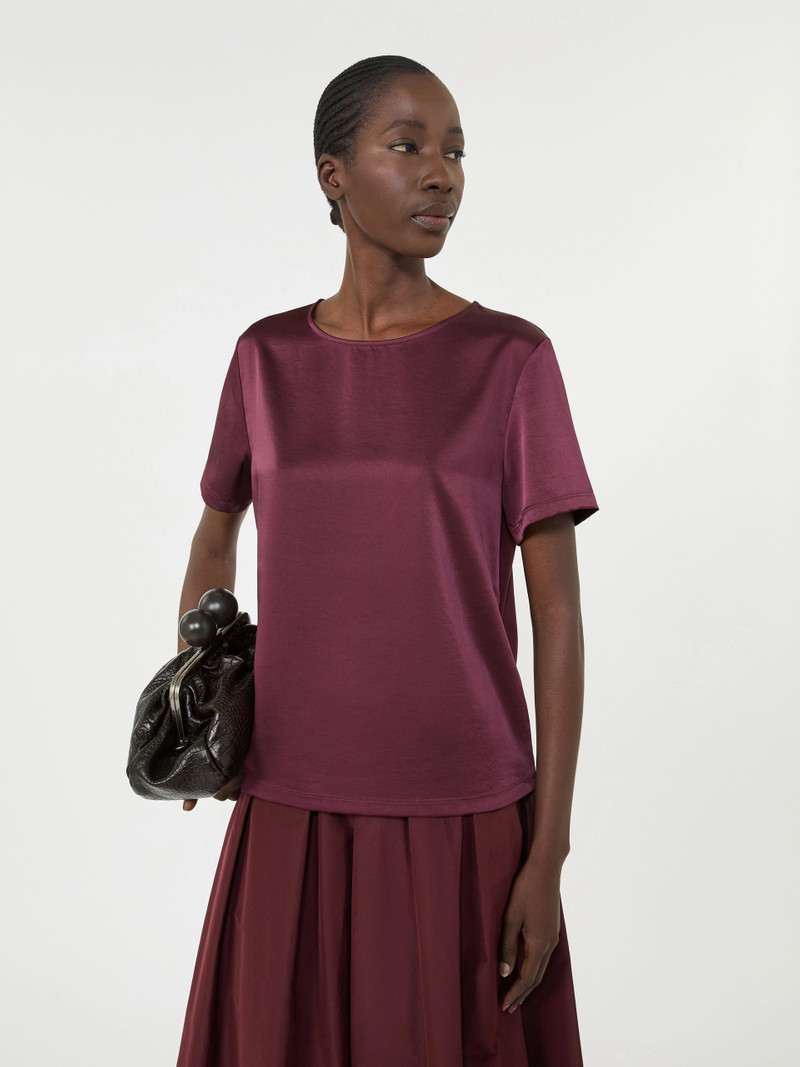 ZONA Satin and jersey T-shirt - BORDEAUX 5