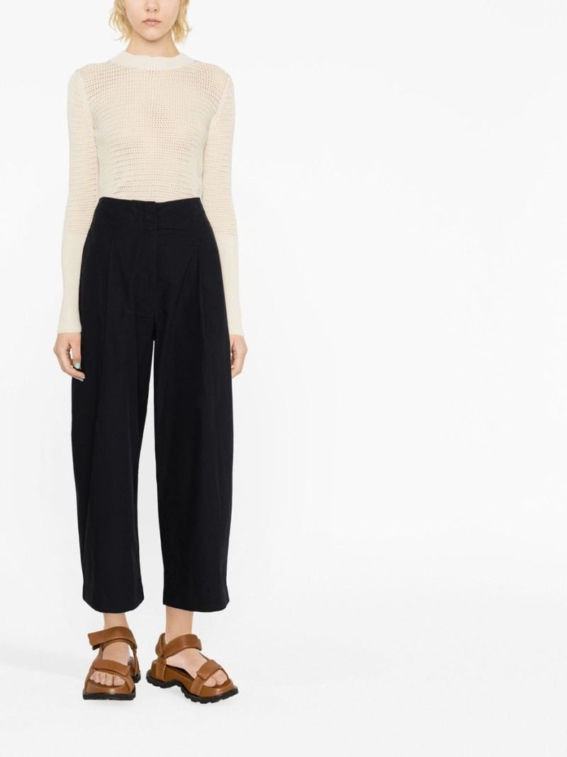 Studio Nicholson pleated cropped wide-leg cotton trousers outlook
