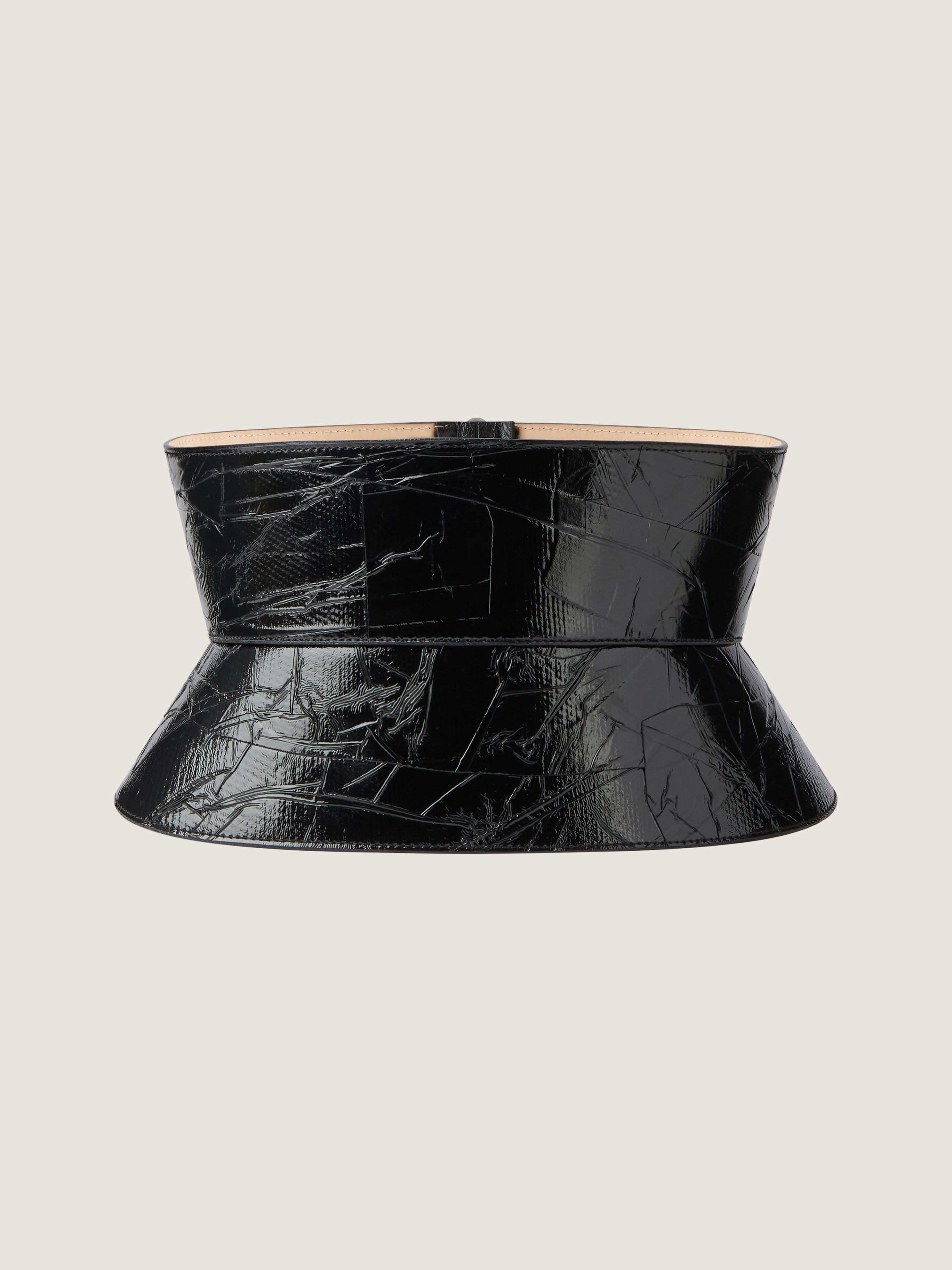 CORSET BELT IN LEATHER WITH TAPE PRINT - 3