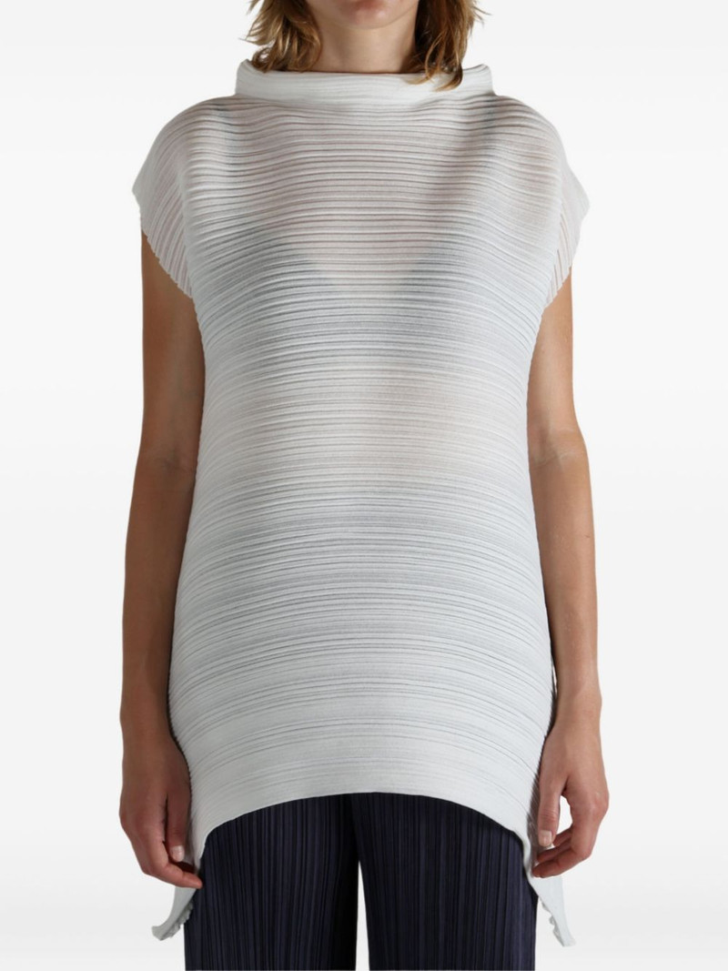 Pleats Please Issey Miyake asymmetrical-hem pleated top outlook