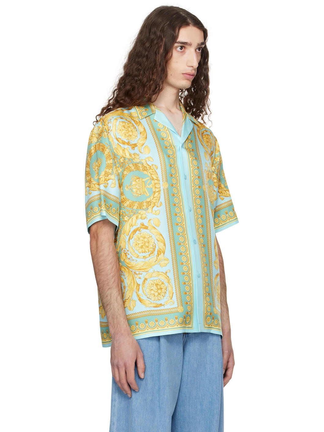 Blue Barocco Silk Shirt - 2