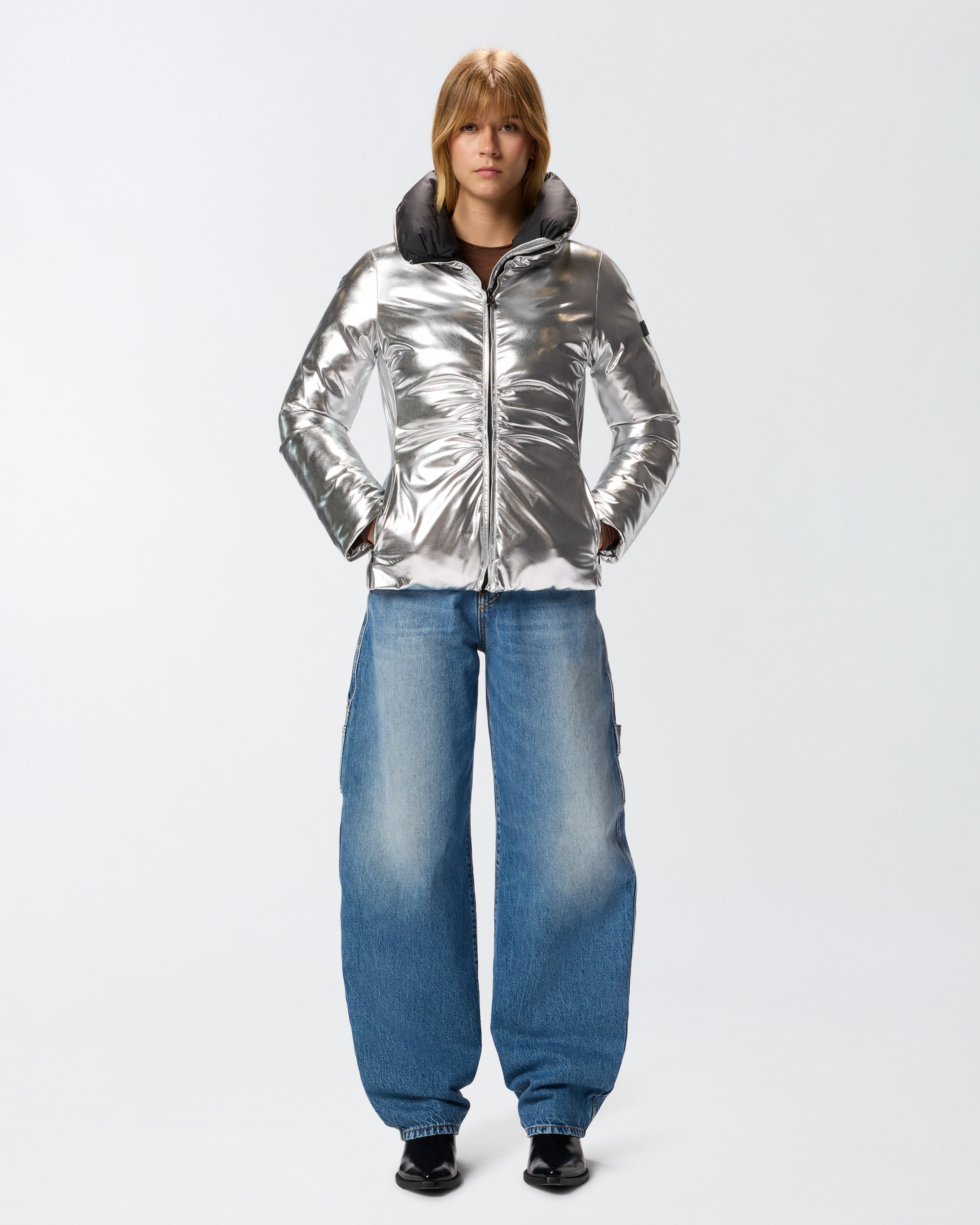 SHORT DOWN JACKET WITH MIRROR EFFECT - 3