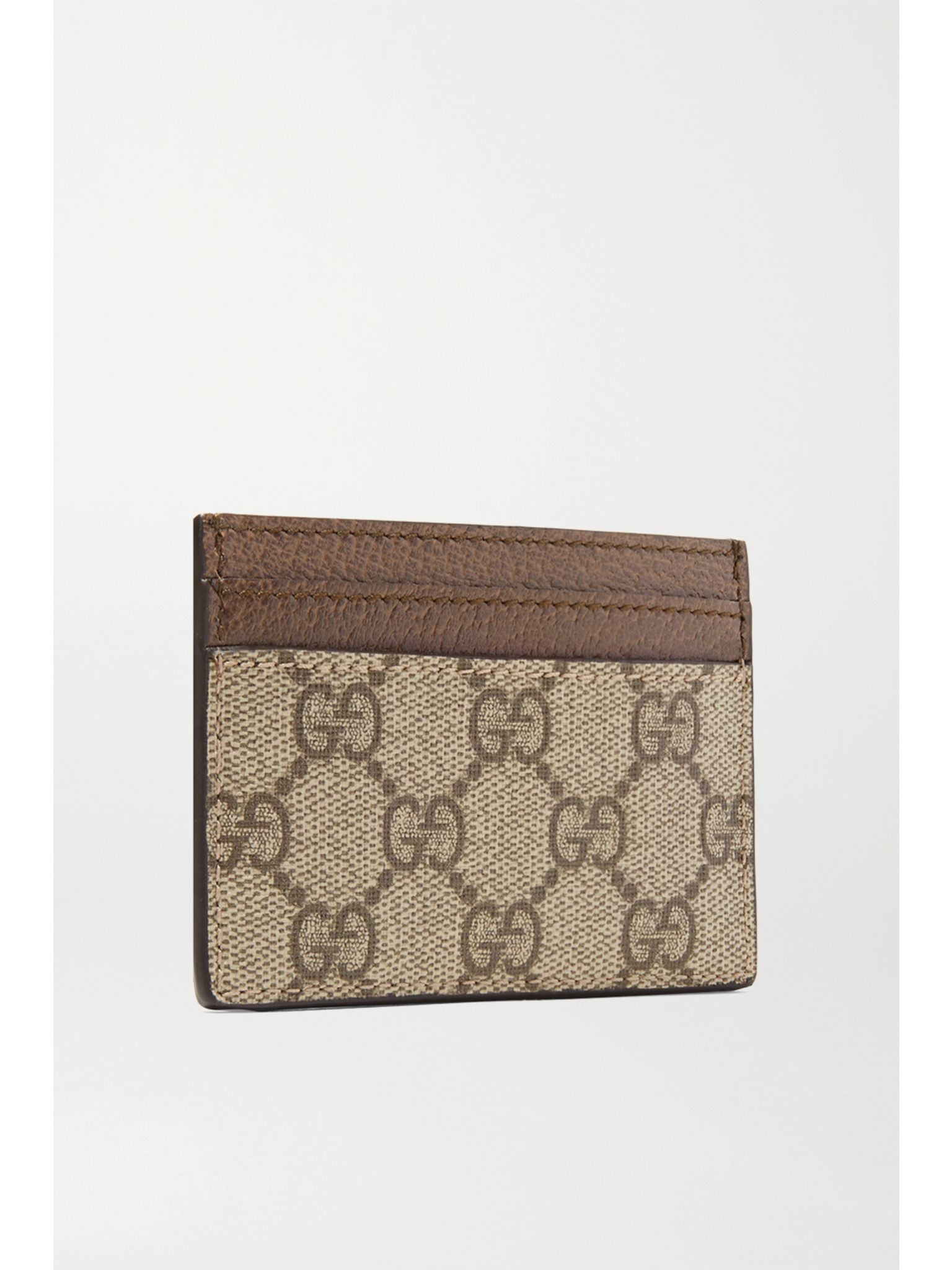 Ophidia textured leather-trimmed printed coated-canvas cardholder Brown - 3