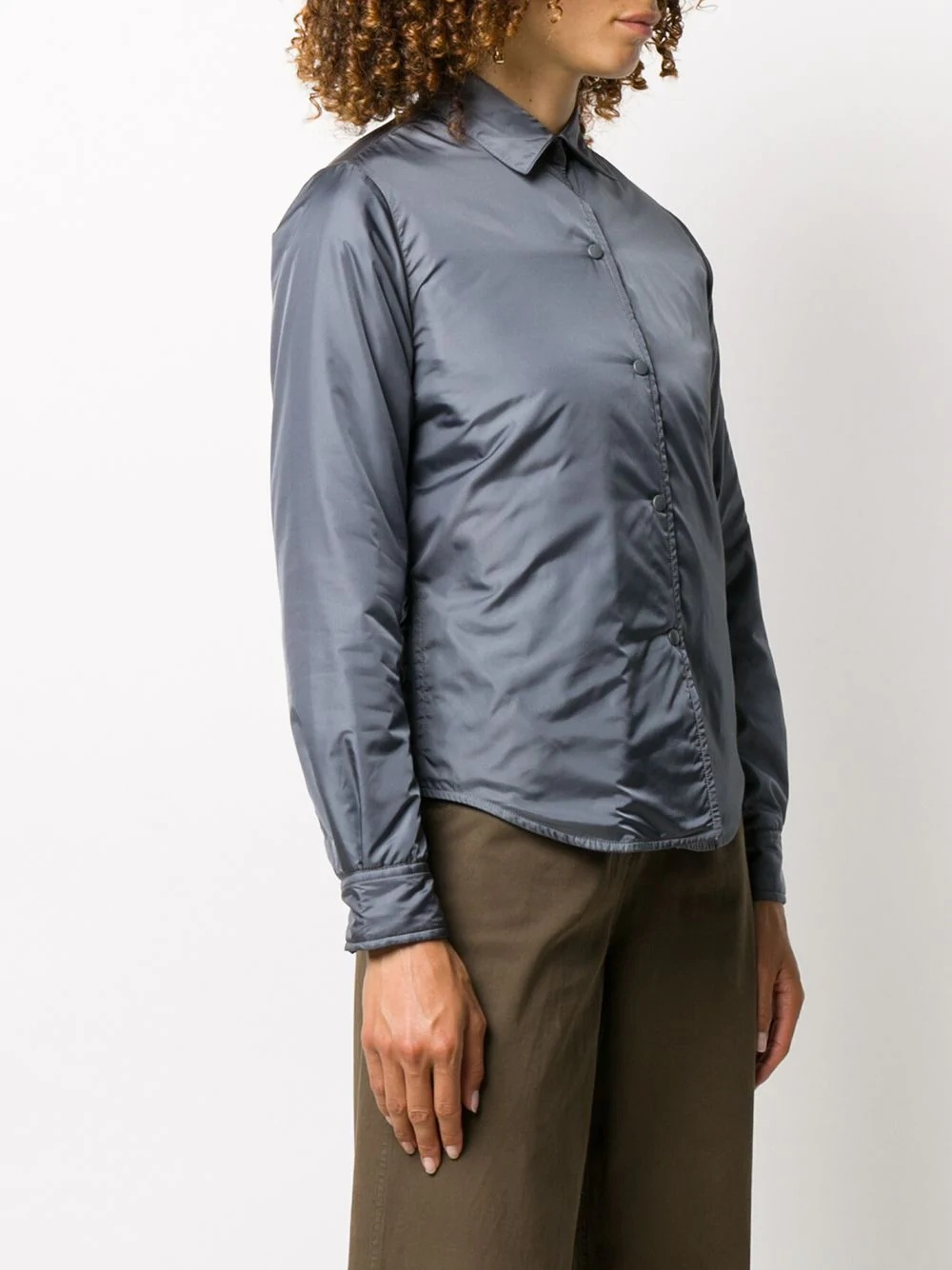 padded curved hem shirt jacket - 3